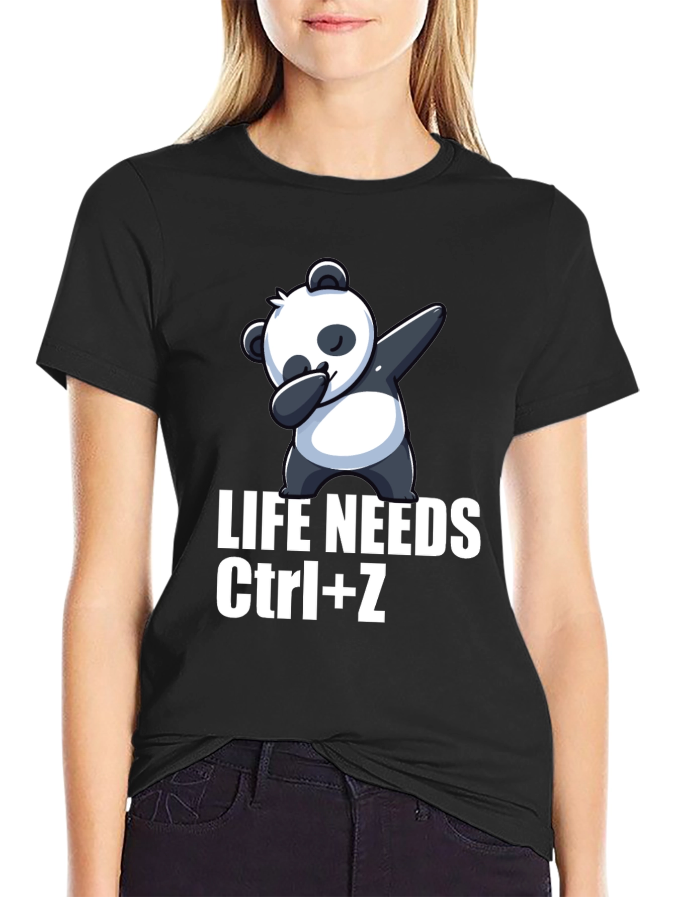 Camiseta Negra con Panda Dabbing Ctrl+Z