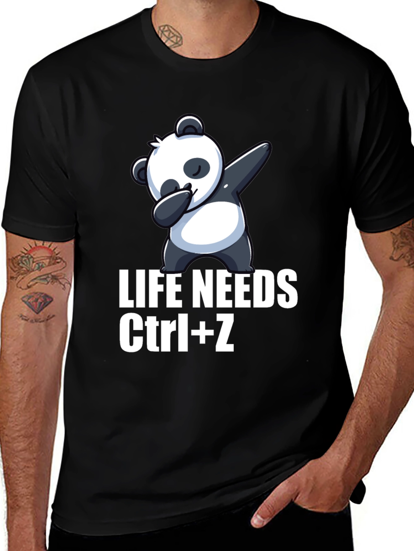Camiseta Negra con Panda Dabbing Ctrl+Z