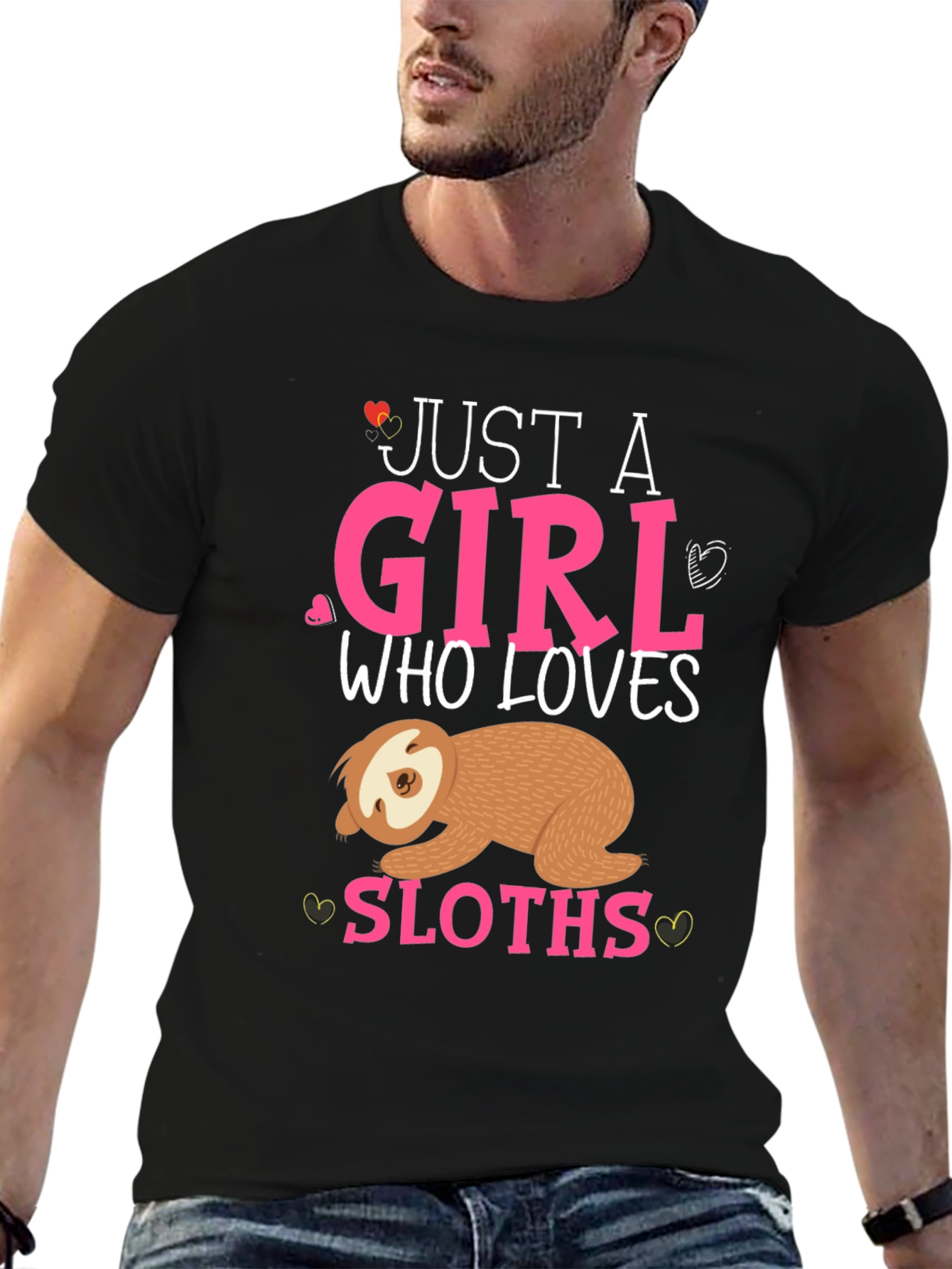 Camiseta Negra Just a Girl Who Loves Sloths