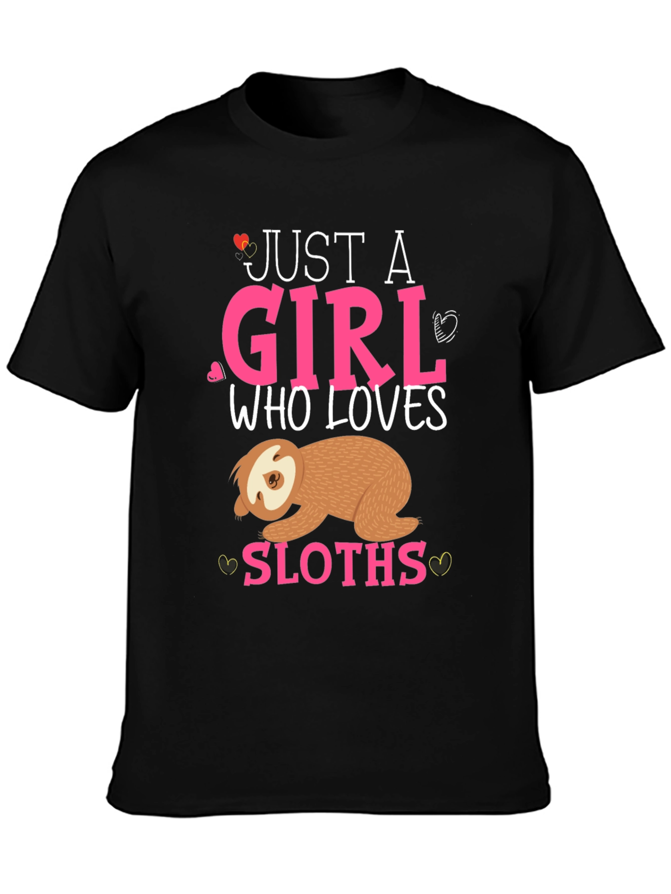 Camiseta Negra Just a Girl Who Loves Sloths