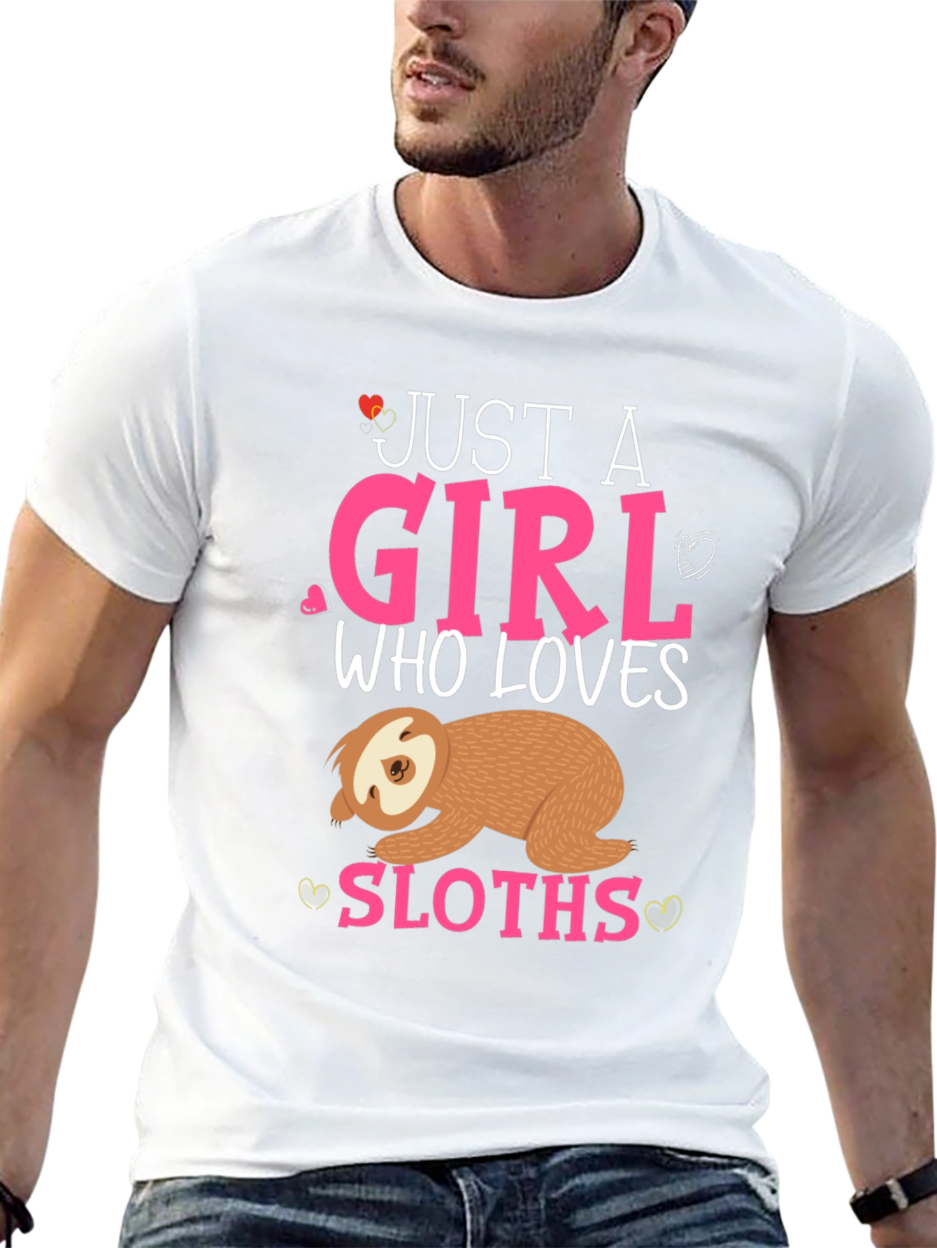 Camiseta Negra Just a Girl Who Loves Sloths