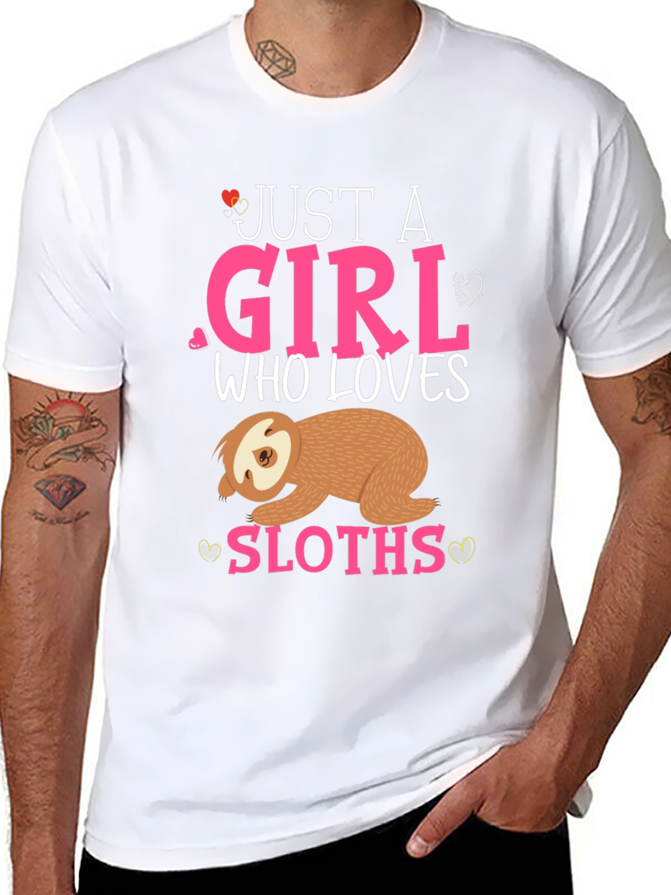 Camiseta Negra Just a Girl Who Loves Sloths