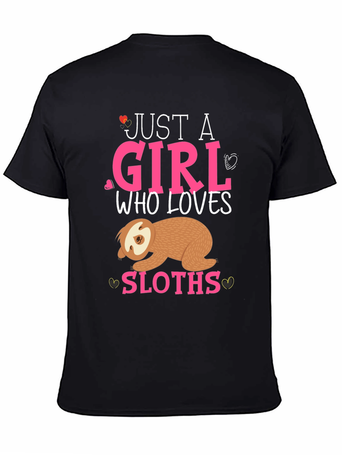 Camiseta Negra Just a Girl Who Loves Sloths