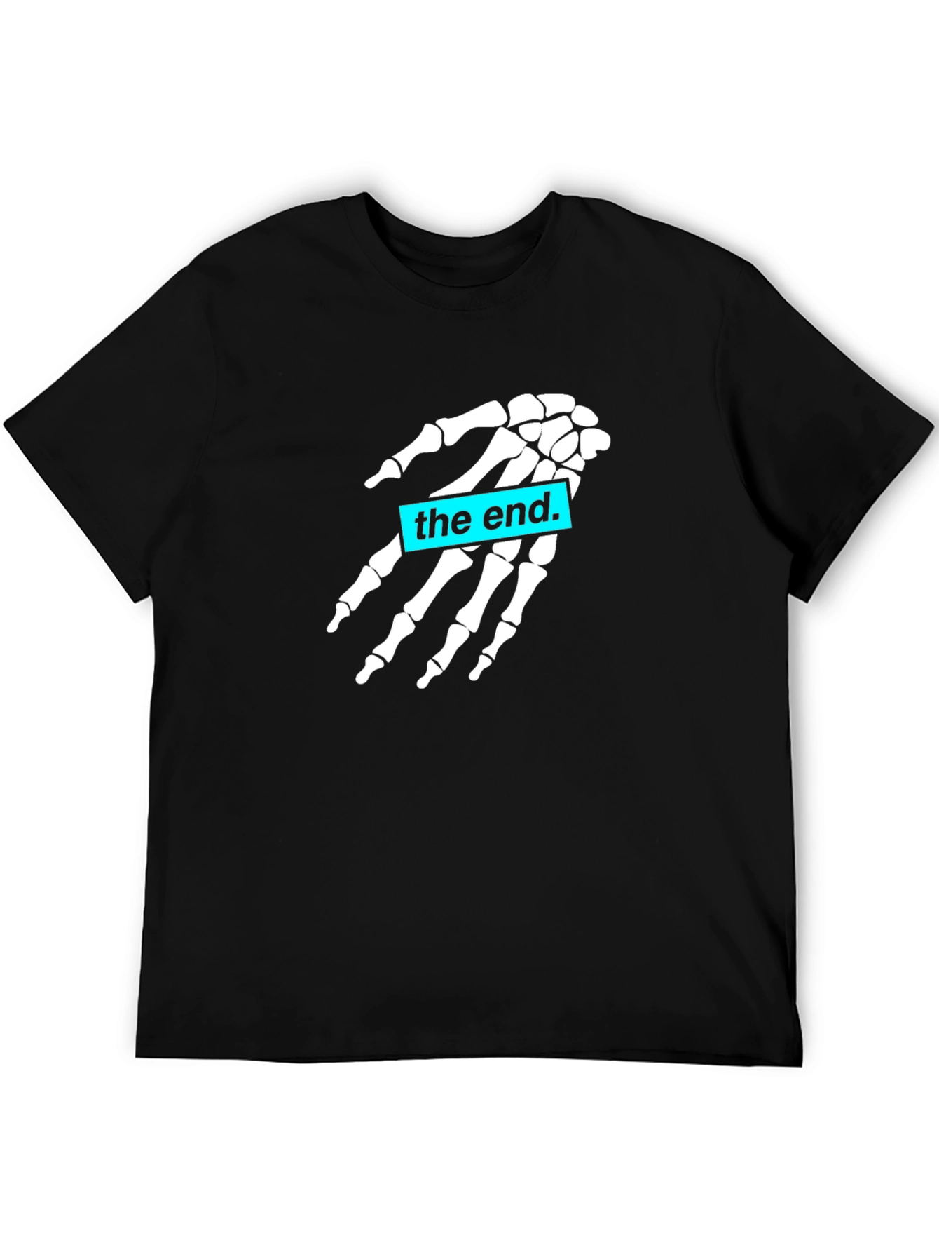 Camiseta Negra con Diseño de Mano Esquelética The End
