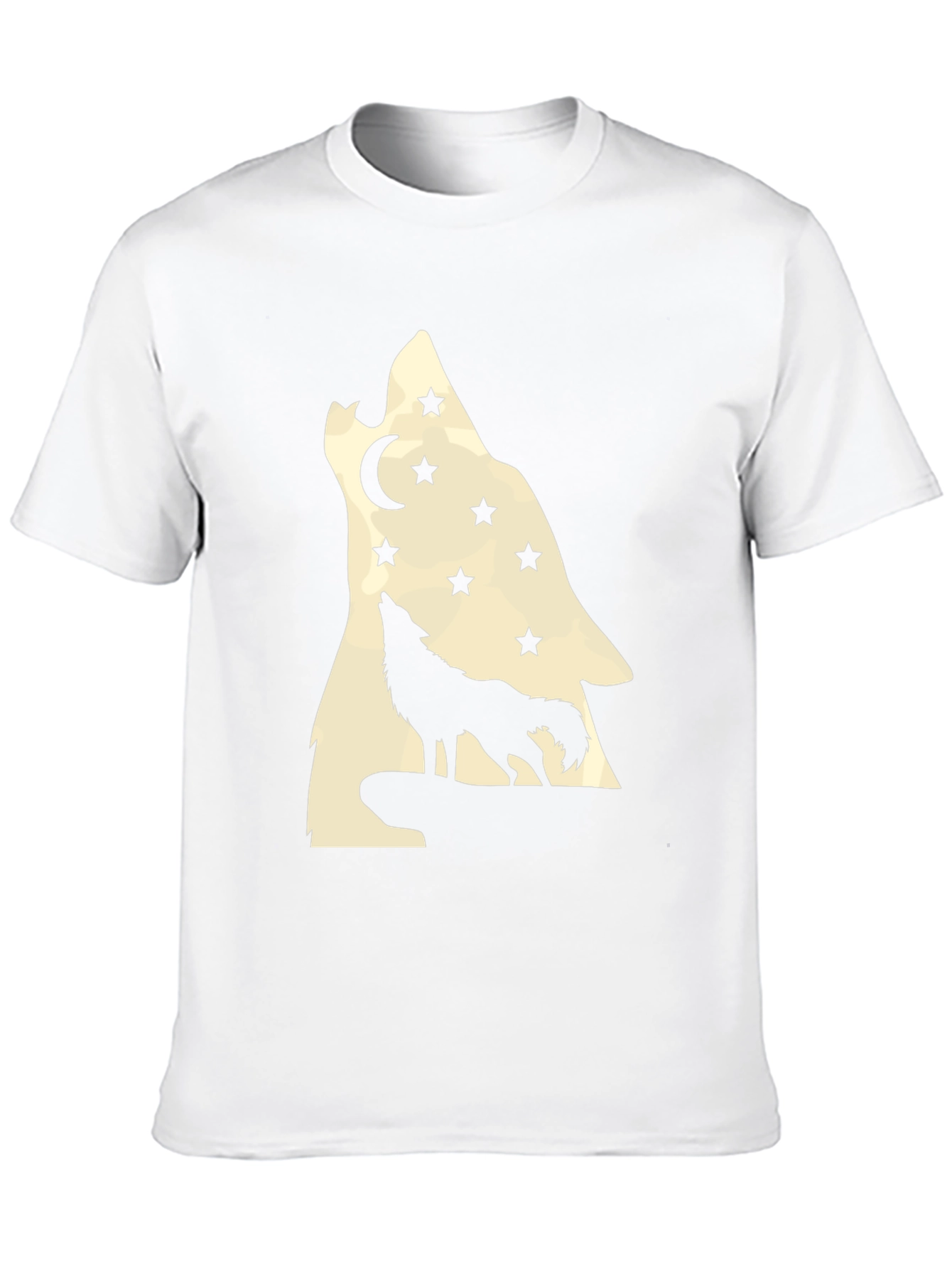 Camiseta Negra Hombre Lobo Aullando a la Luna