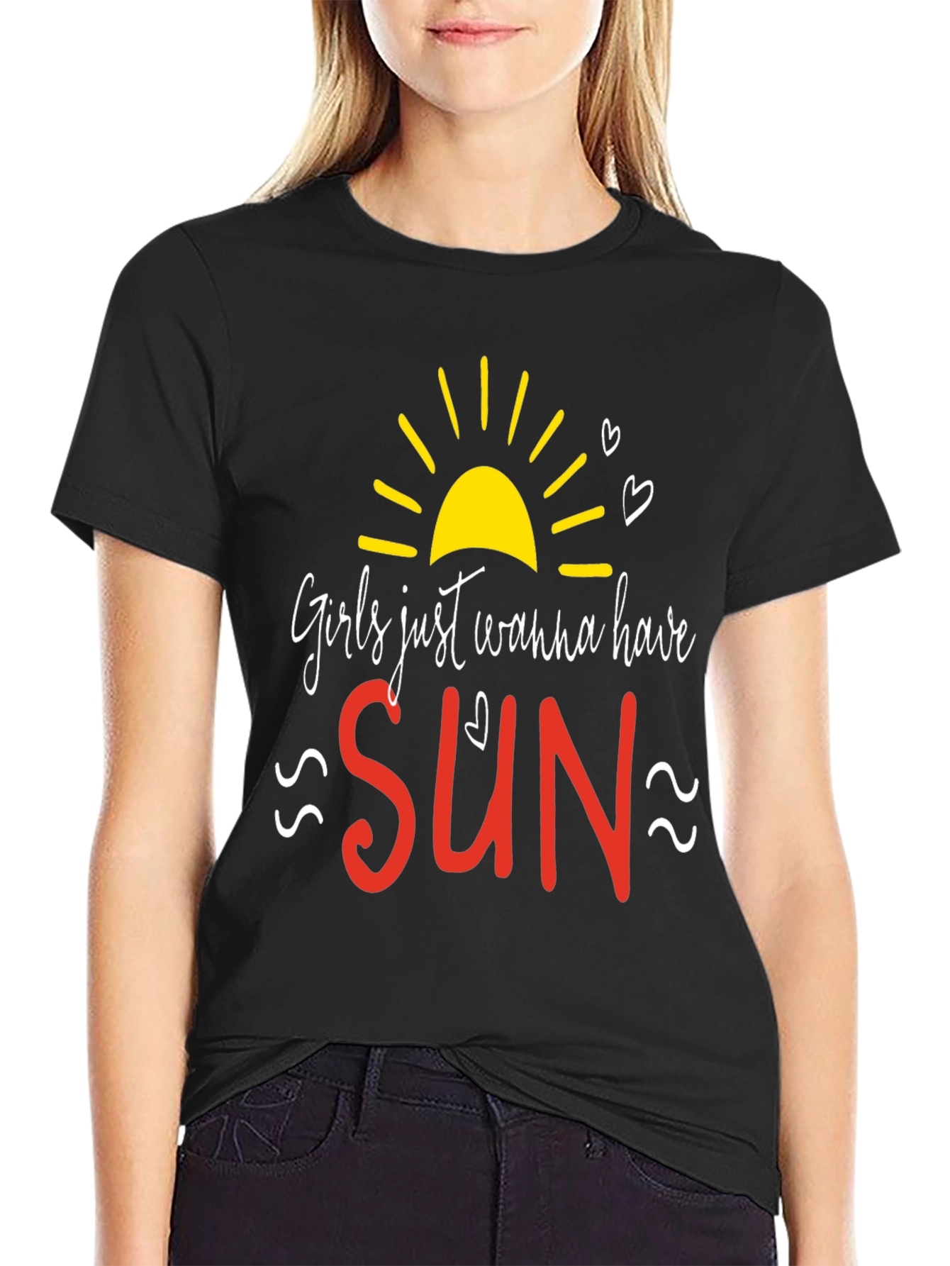 Camiseta Negra Mujer Girls Just Wanna Have Sun