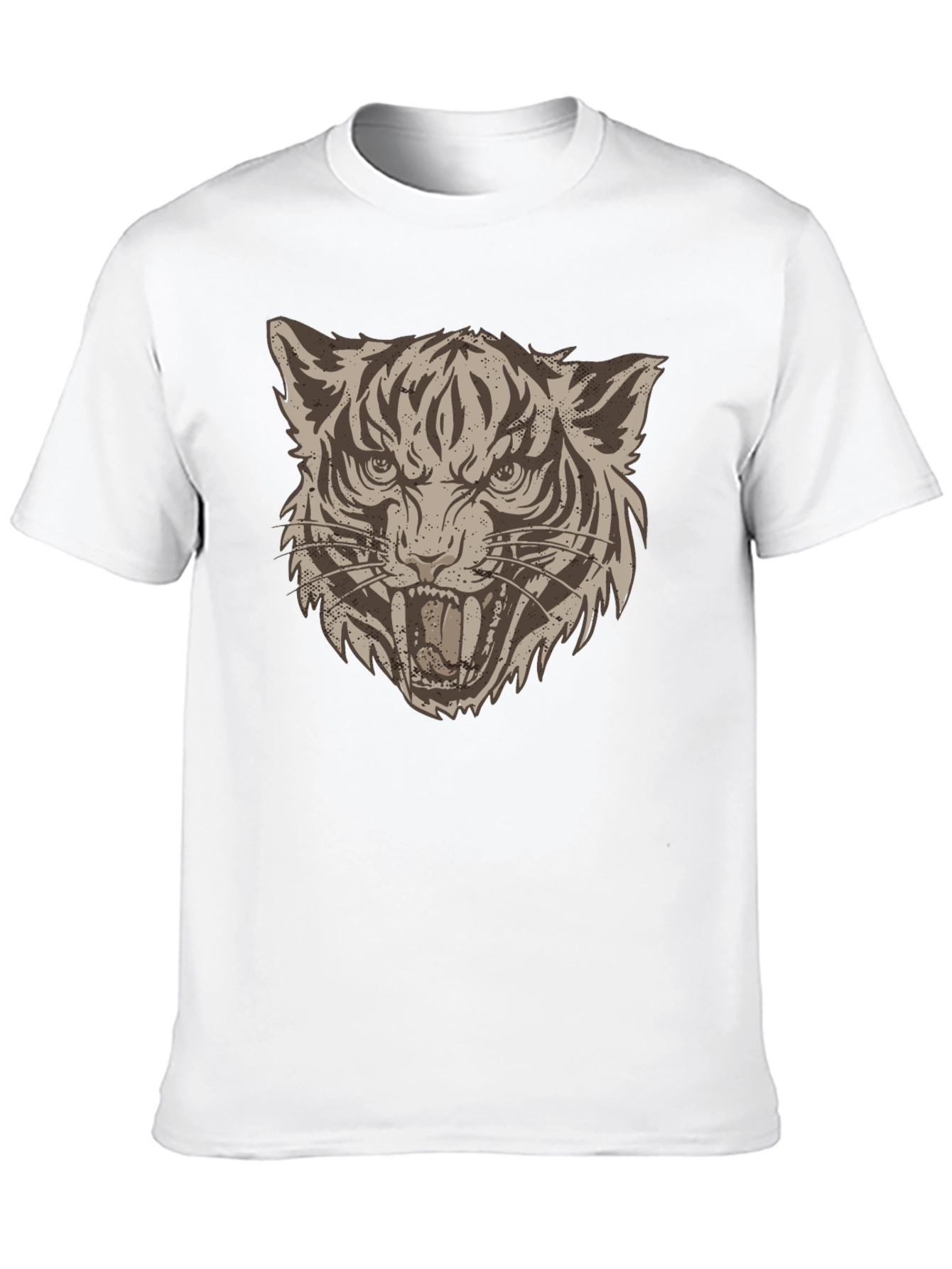 Camiseta Negra con Estampado de Tigre Rugiente