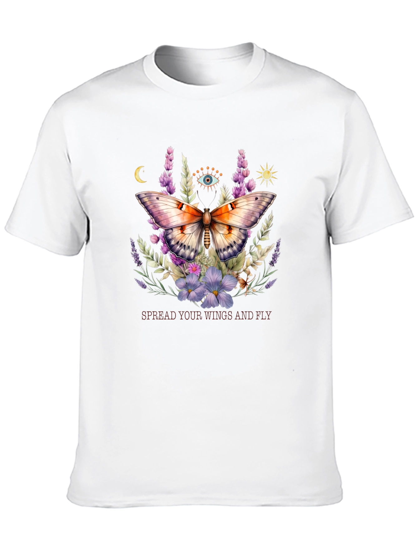 Camiseta Negra con Mariposa Floral Mística