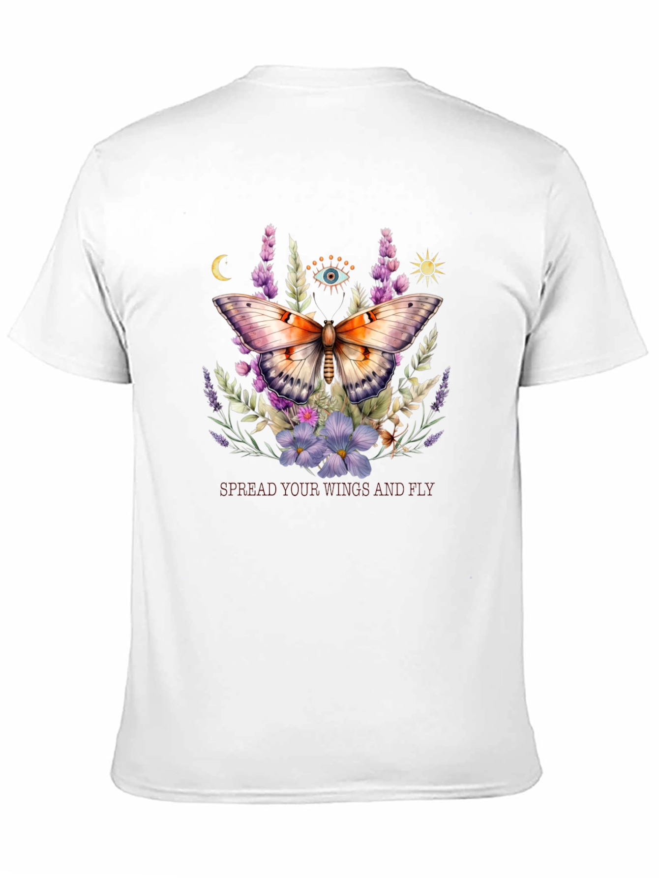 Camiseta Negra con Mariposa Floral Mística
