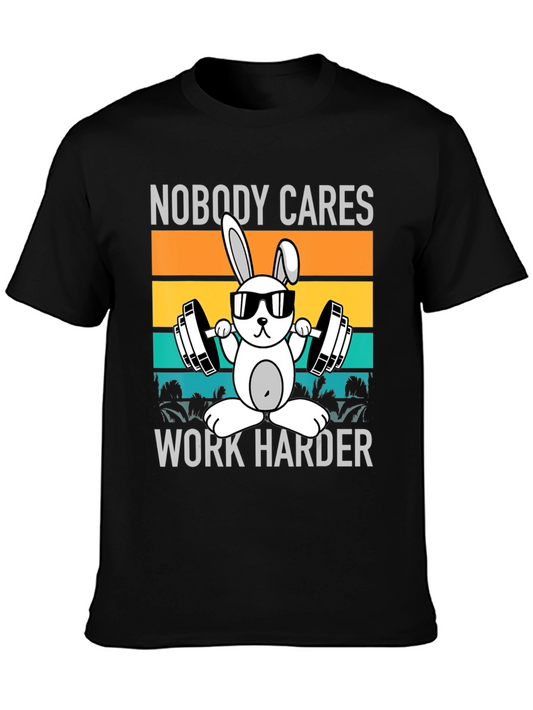 Camiseta Unisex Conejo Gimnasio Nobody Cares Work Harder