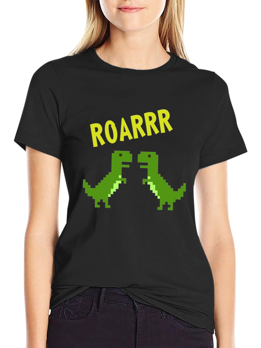 Camiseta Negra Dinosaurios Pixelados ROARRR