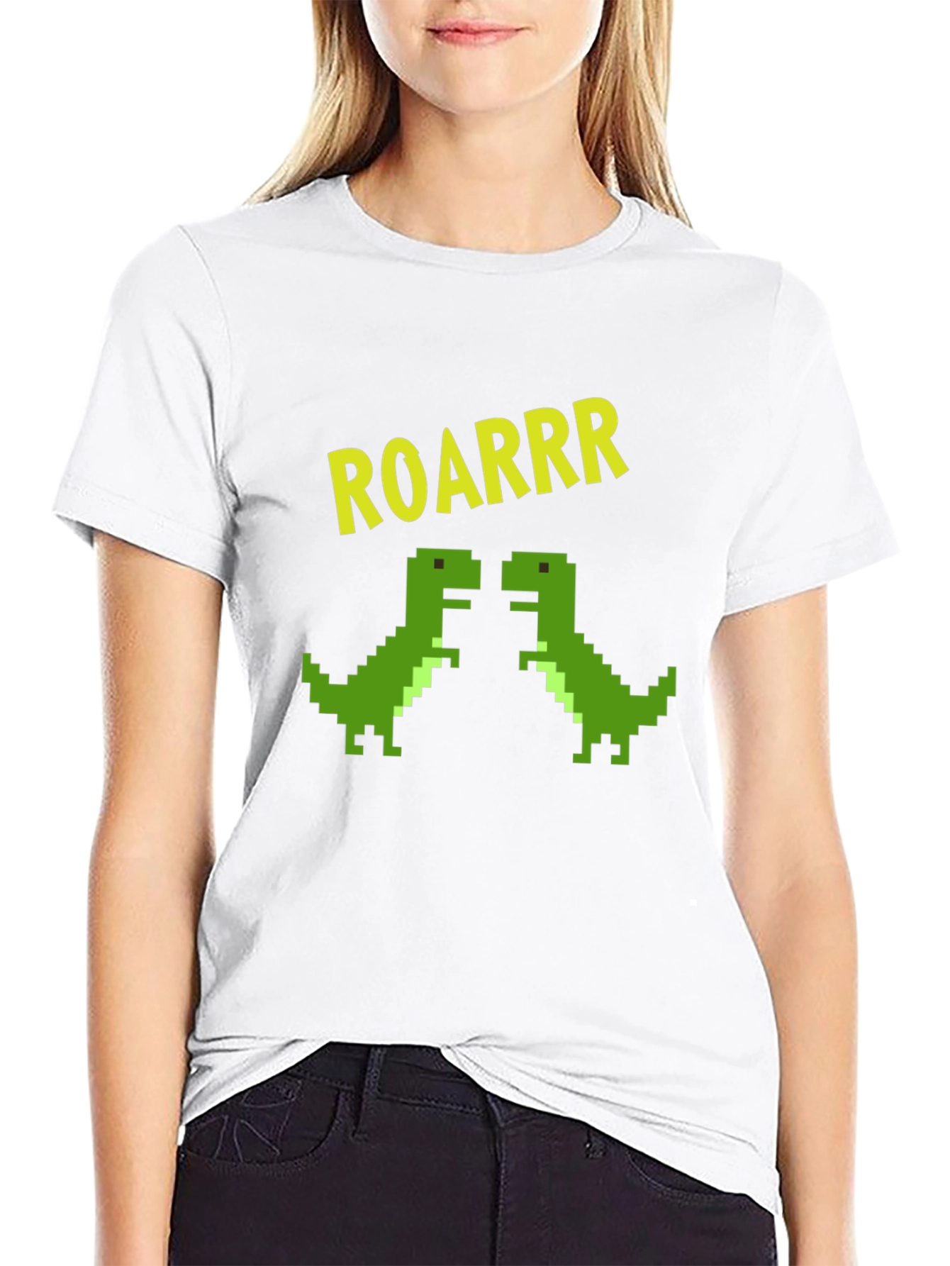 Camiseta Negra Dinosaurios Pixelados ROARRR