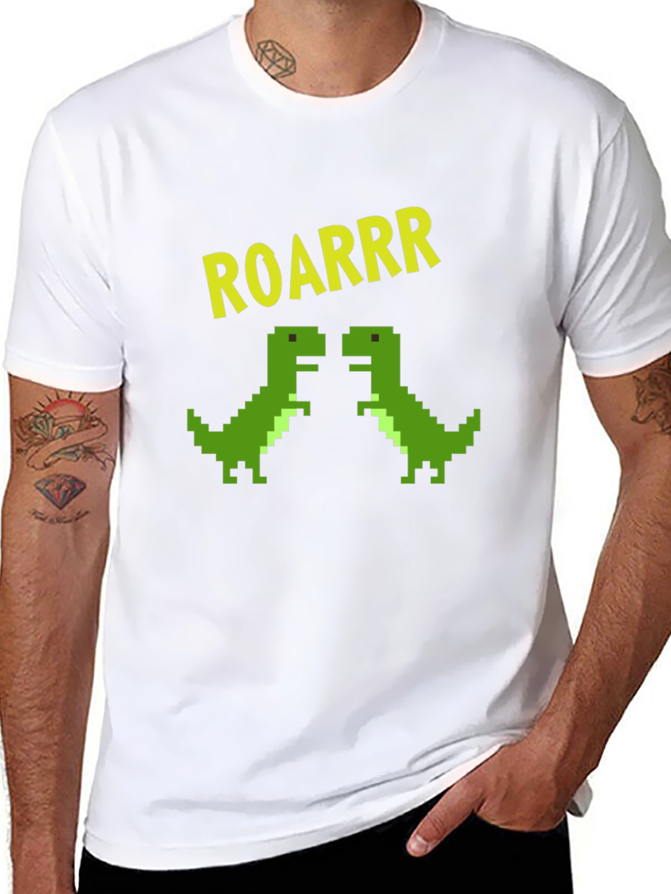Camiseta Negra Dinosaurios Pixelados ROARRR
