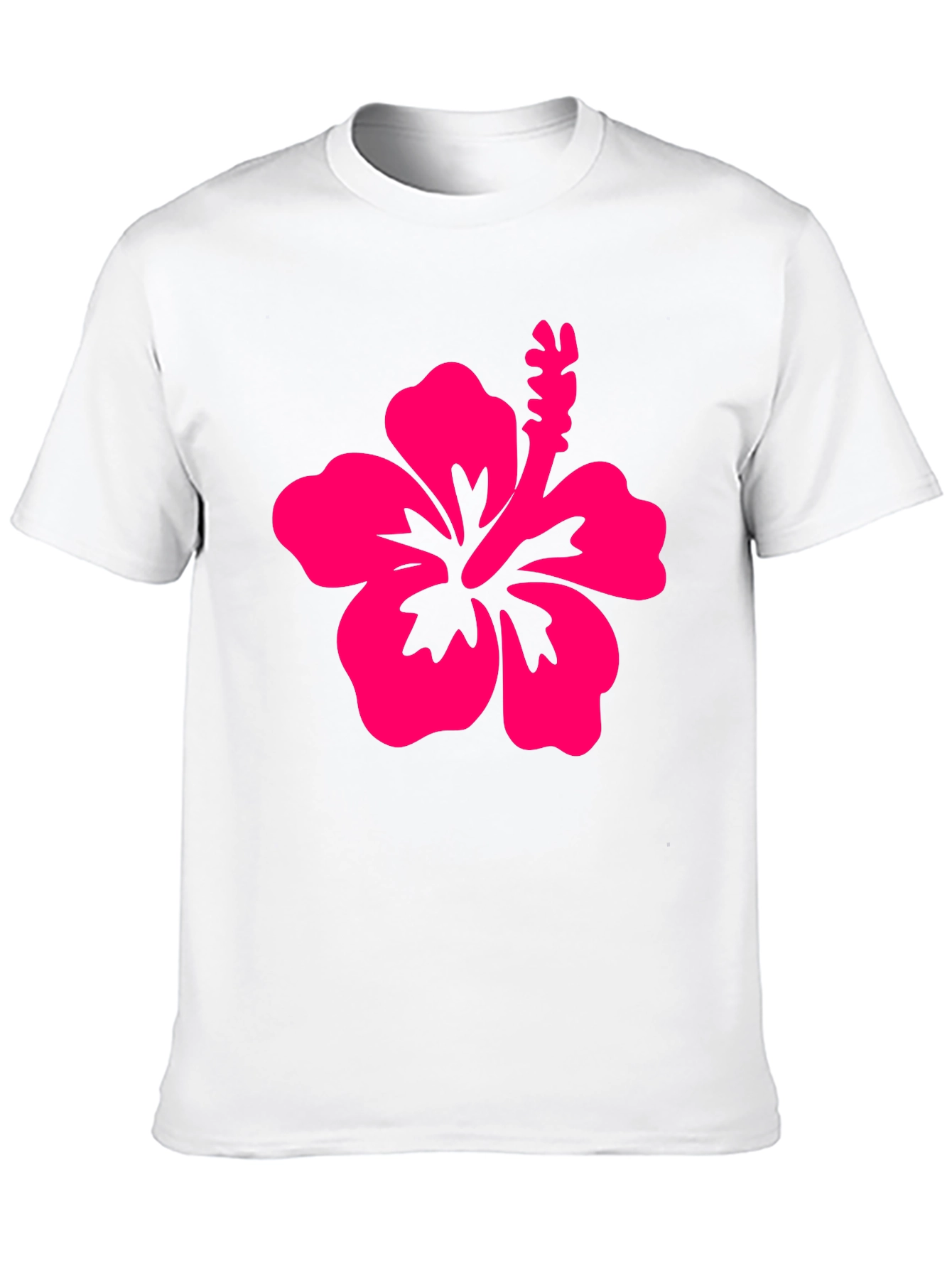 Camiseta Negra con Hibisco Rosa
