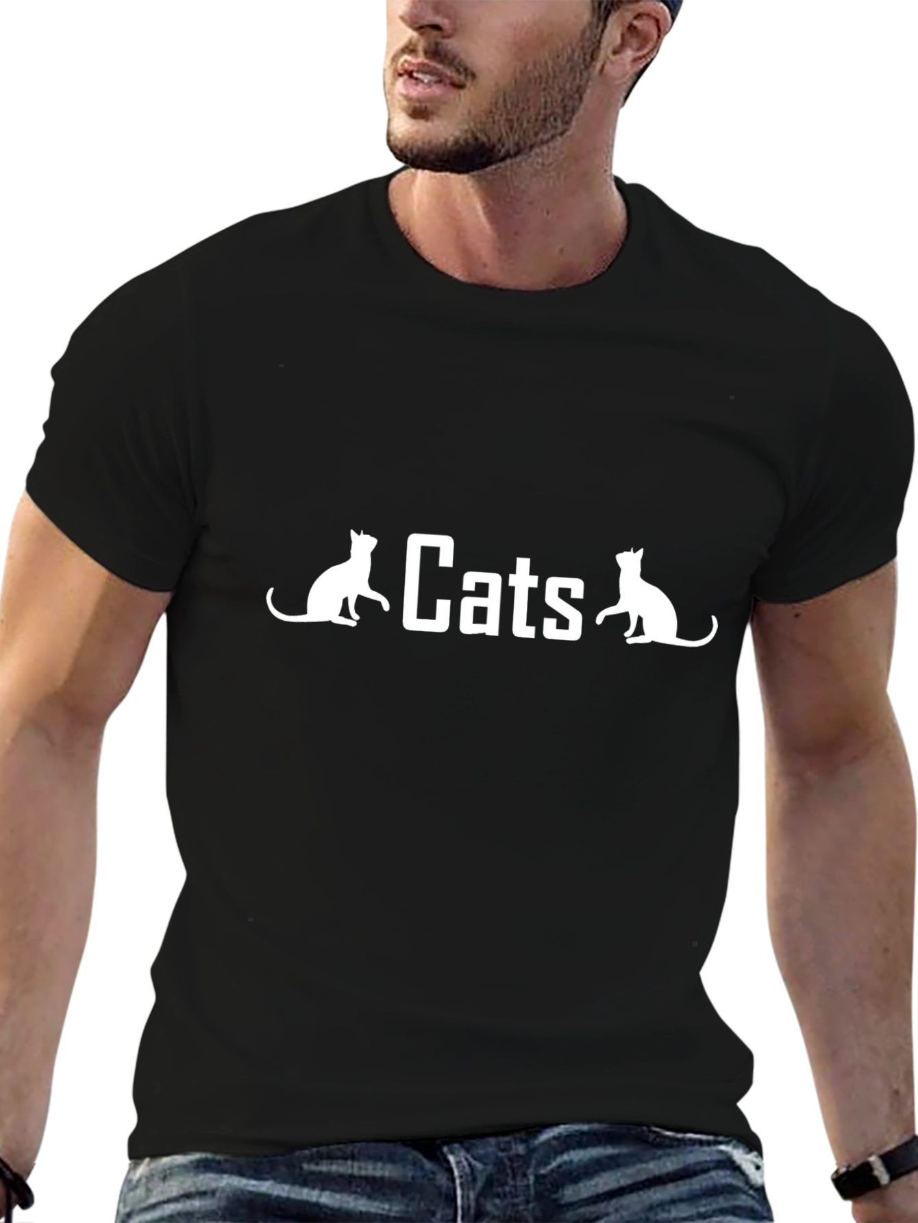 Camiseta Negra Cats para Amantes de los Gatos
