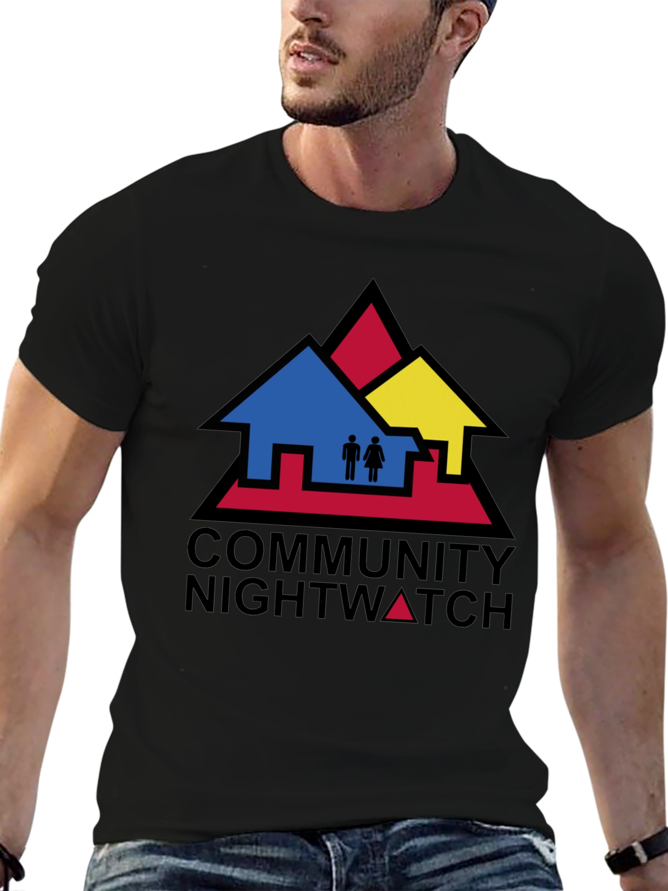 Camiseta Negra Community Nightwatch Algodón