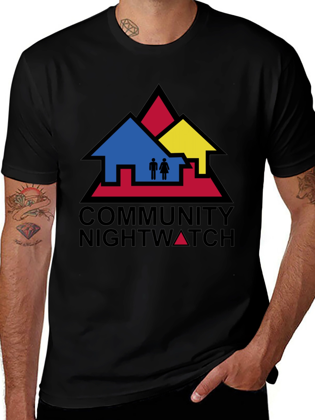 Camiseta Negra Community Nightwatch Algodón