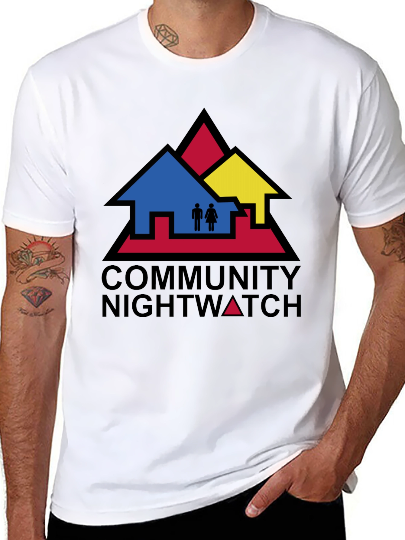 Camiseta Negra Community Nightwatch Algodón