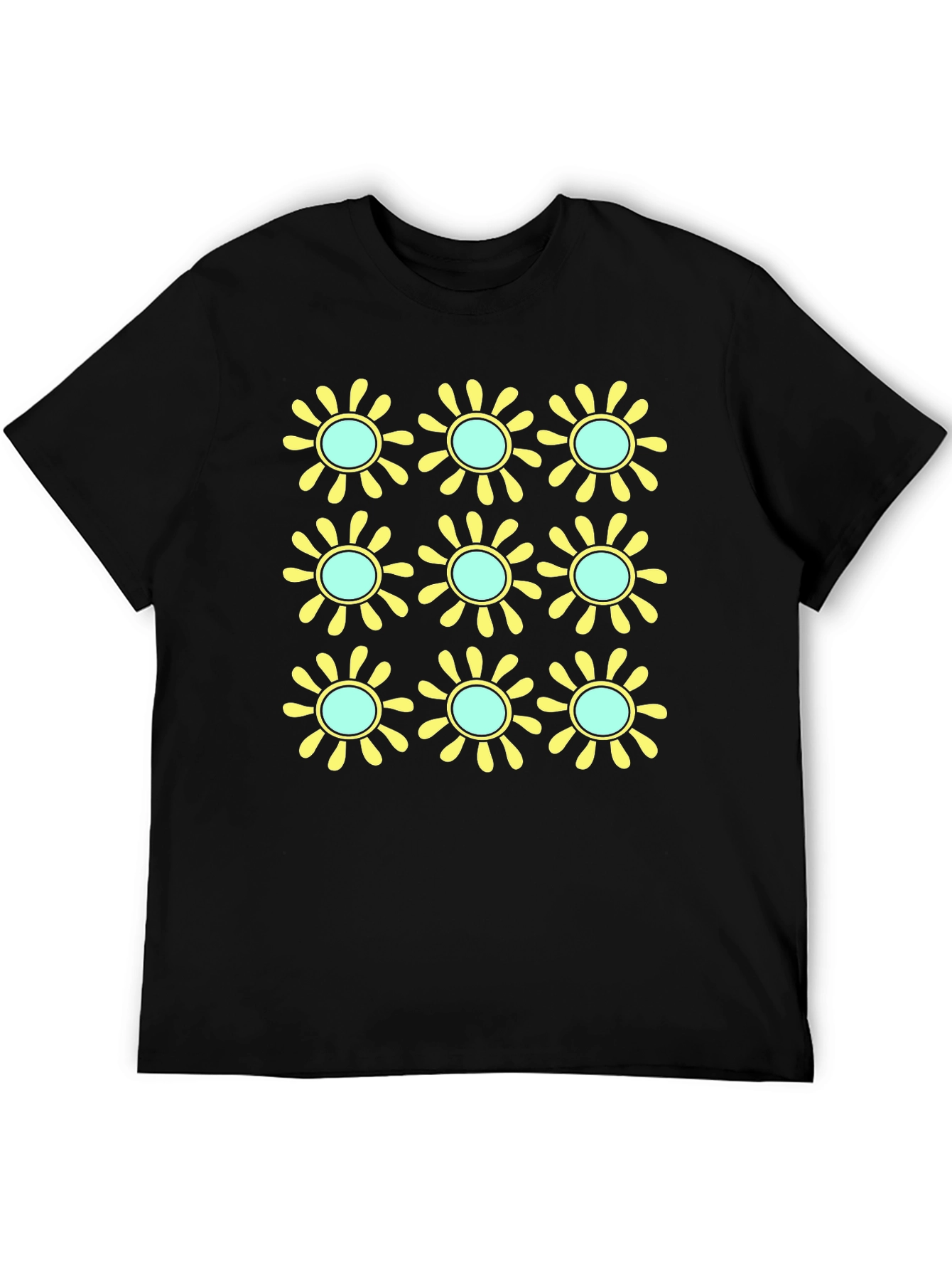Camiseta Negra Estampado Floral Retro