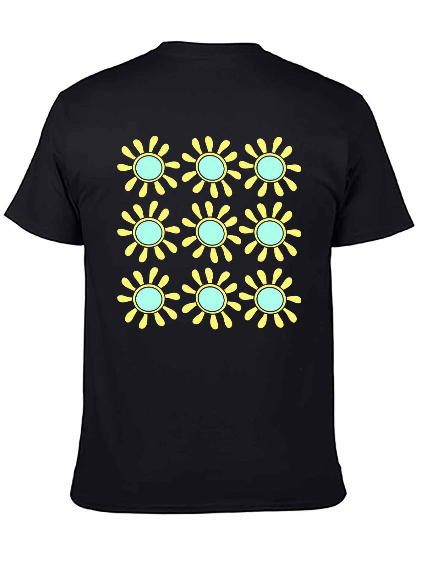 Camiseta Negra Estampado Floral Retro