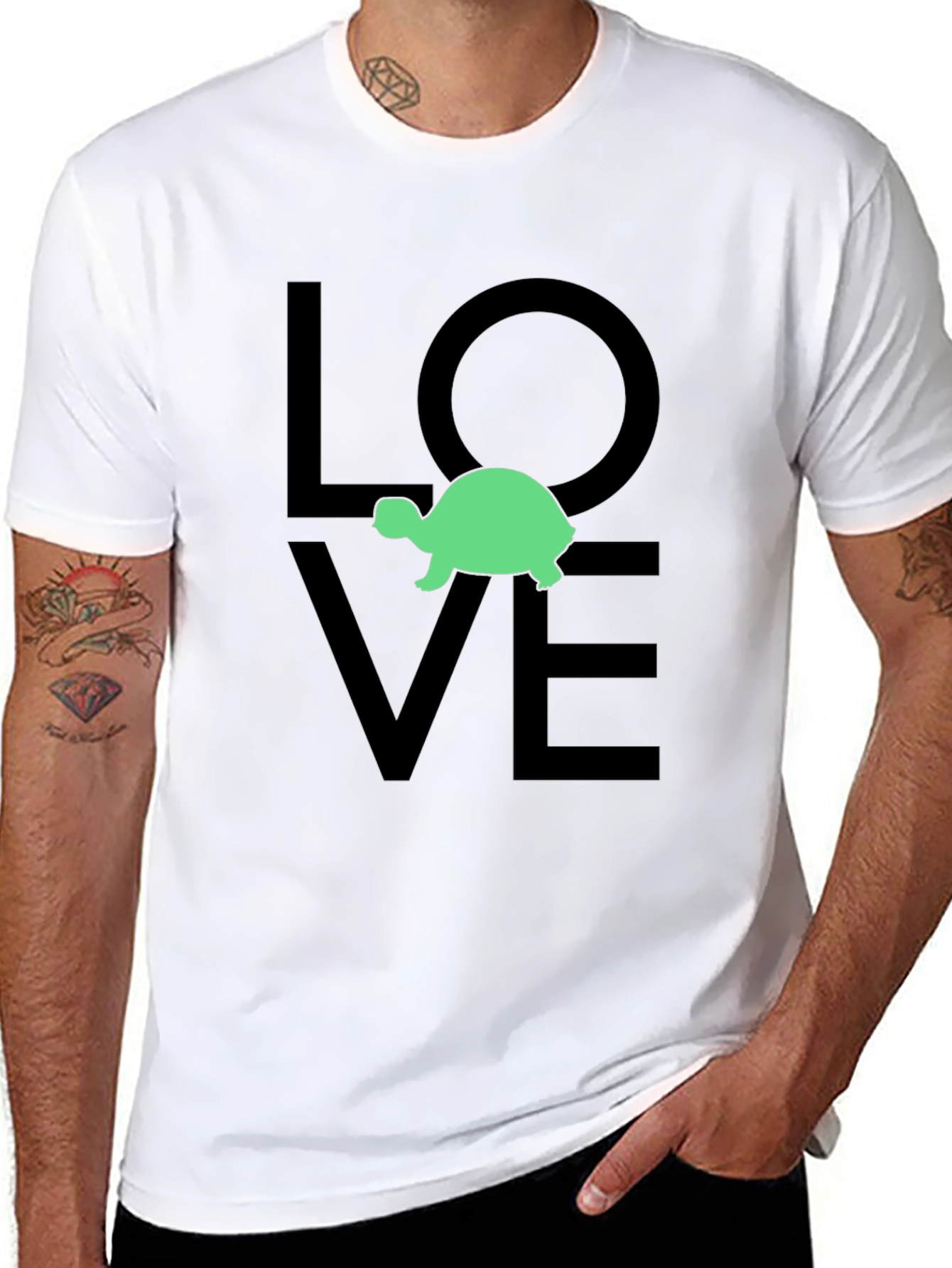 Camiseta Negra Love Tortuga para Hombre