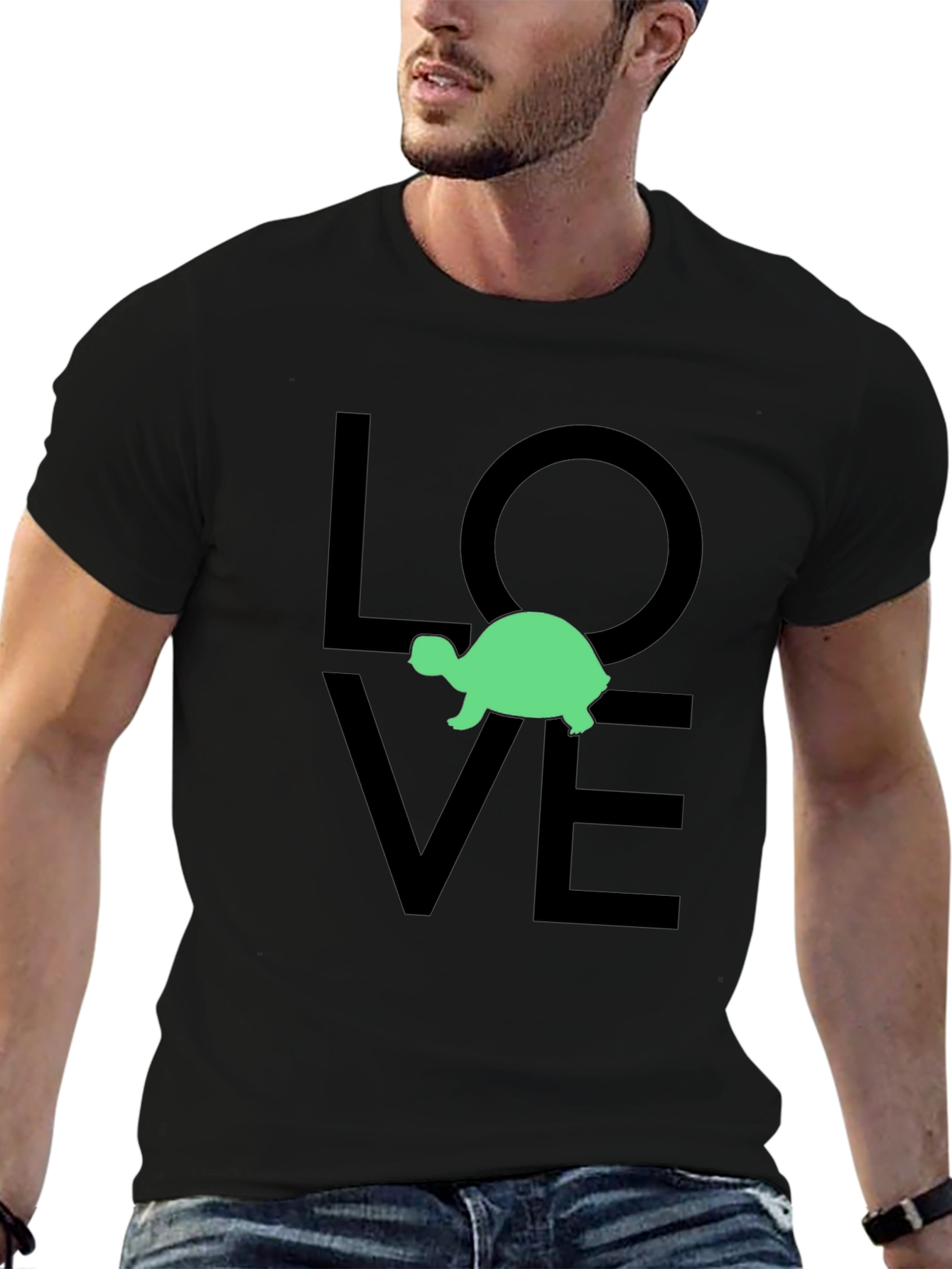 Camiseta Negra Love Tortuga para Hombre