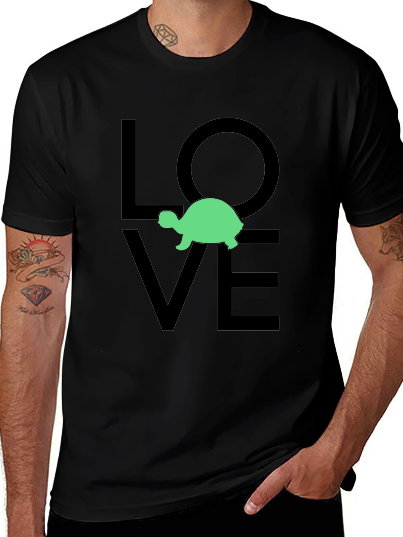 Camiseta Negra Love Tortuga para Hombre