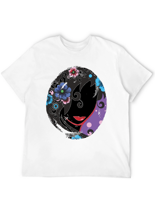 Camiseta Negra con Diseño Floral Abstracto para Hombre