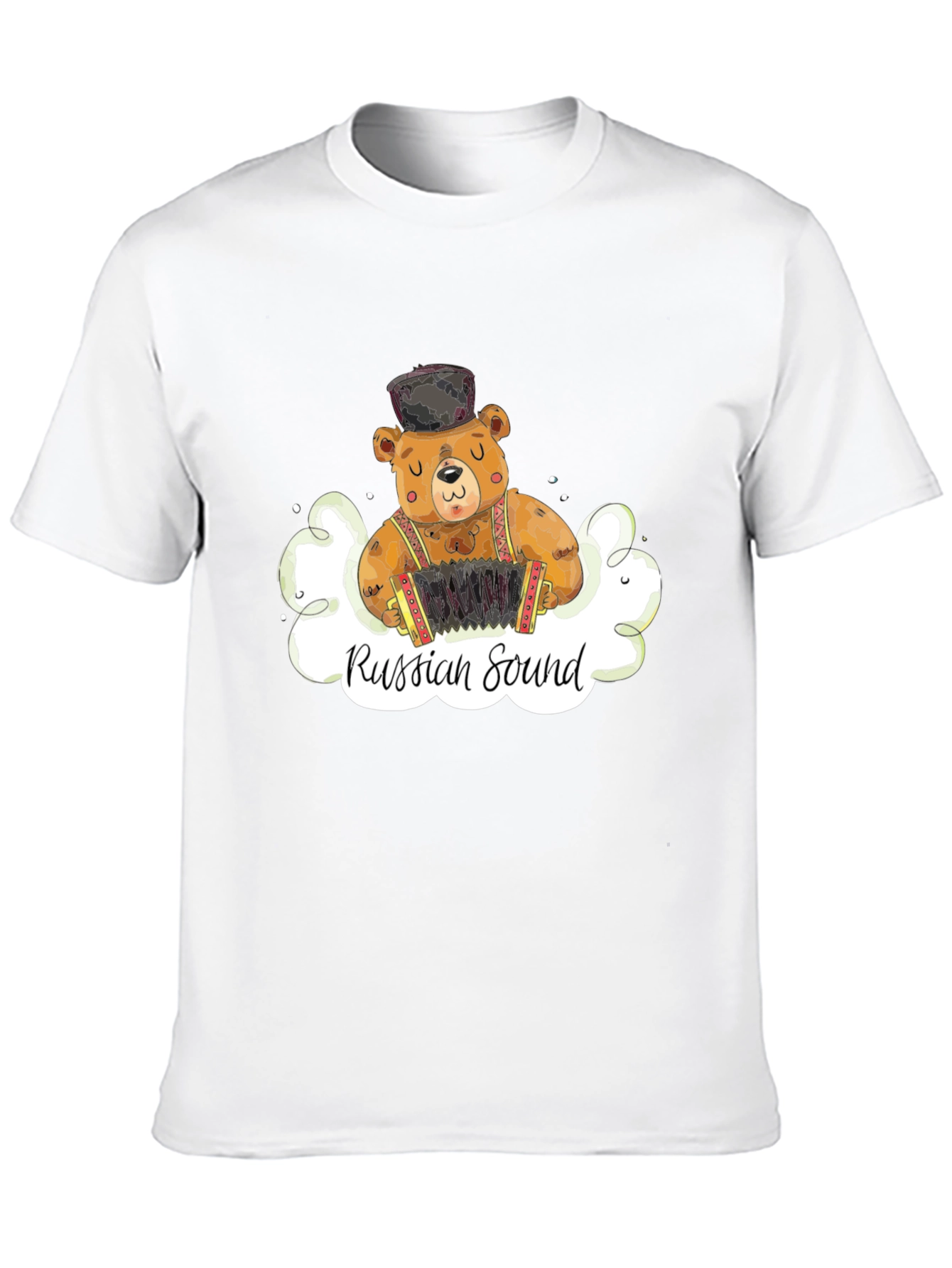 Camiseta Negra Oso Acordeón Sonido Ruso