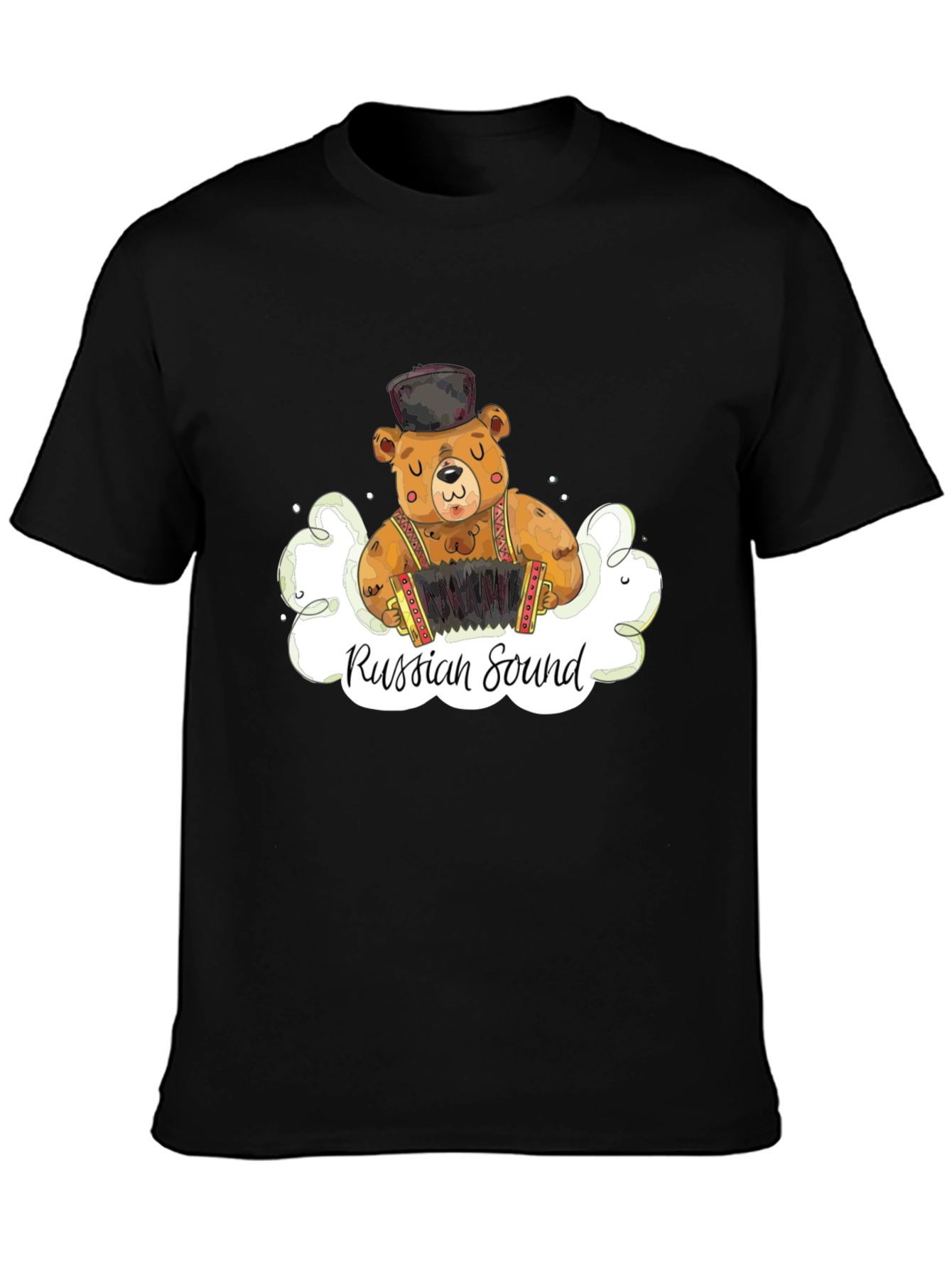 Camiseta Negra Oso Acordeón Sonido Ruso