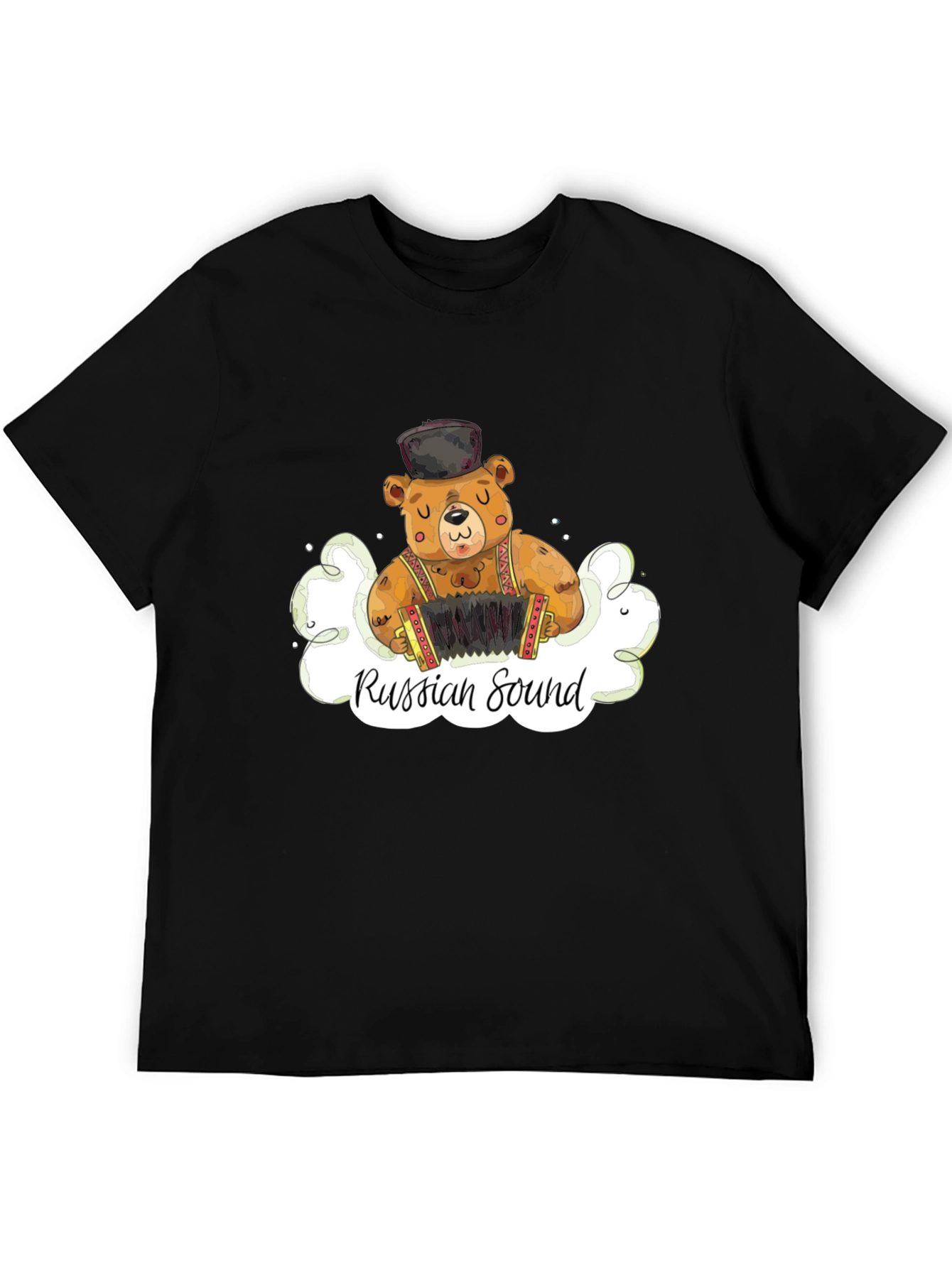 Camiseta Negra Oso Acordeón Sonido Ruso