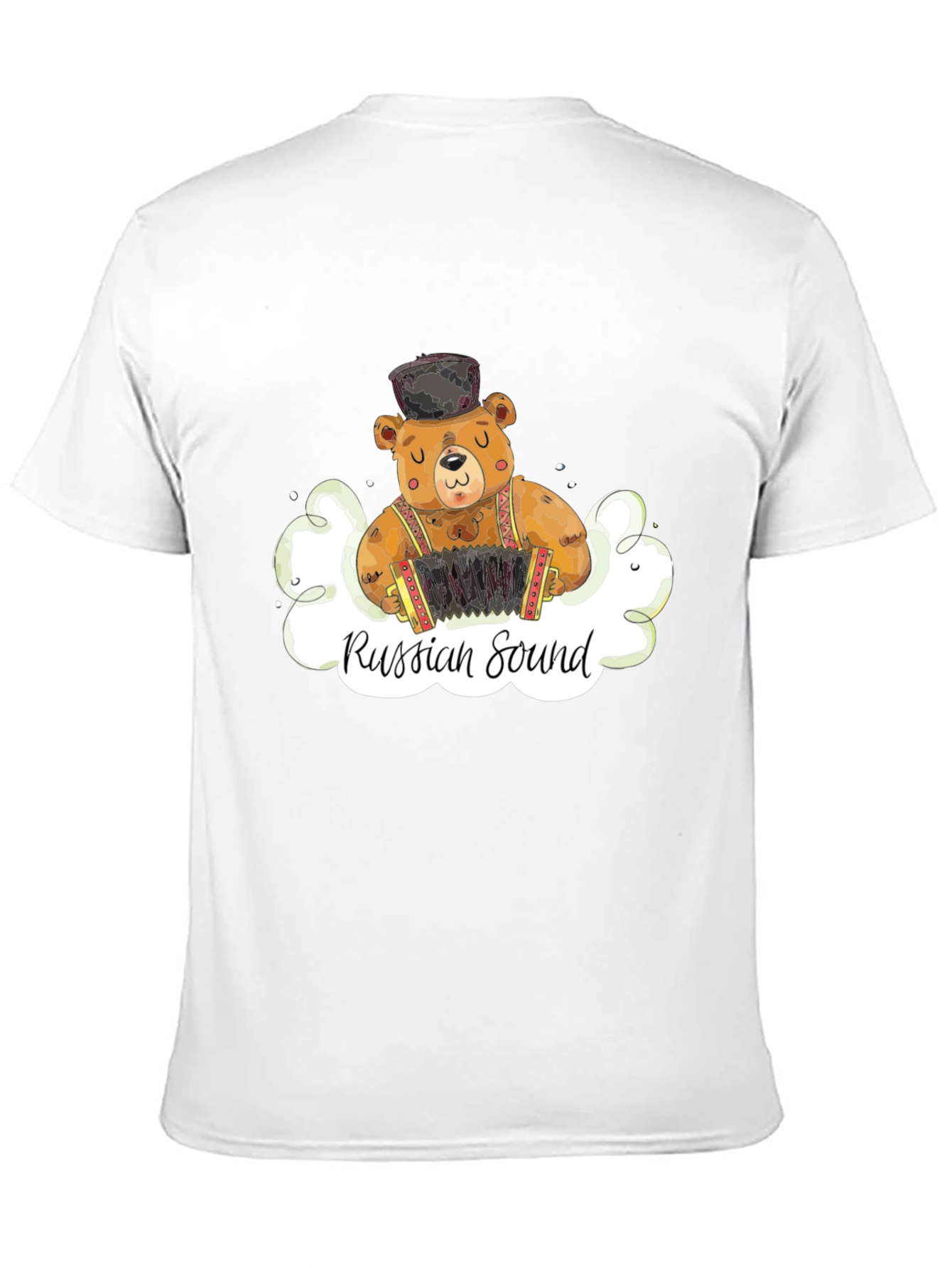 Camiseta Negra Oso Acordeón Sonido Ruso