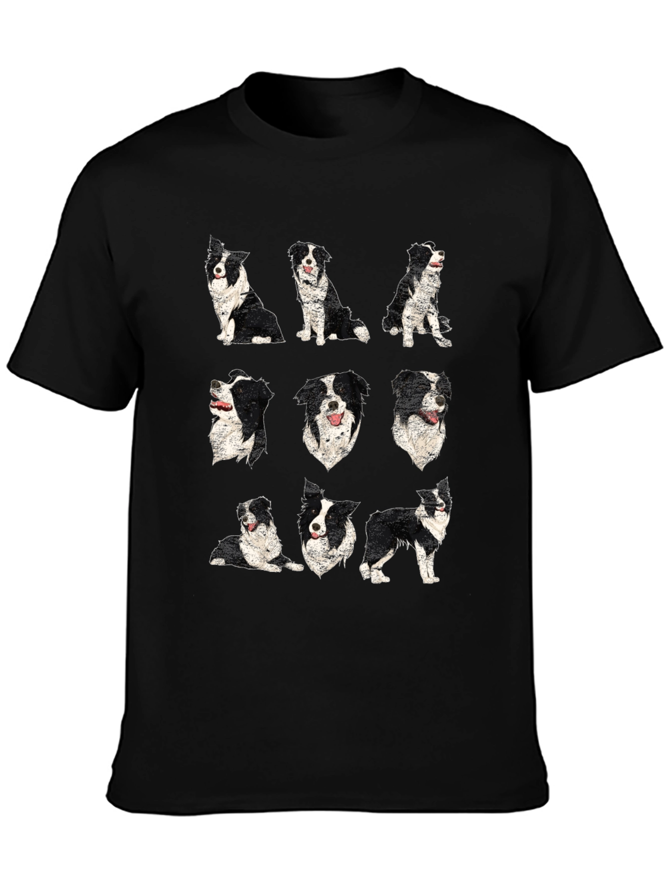 Camiseta Negra con Diseño de Border Collies
