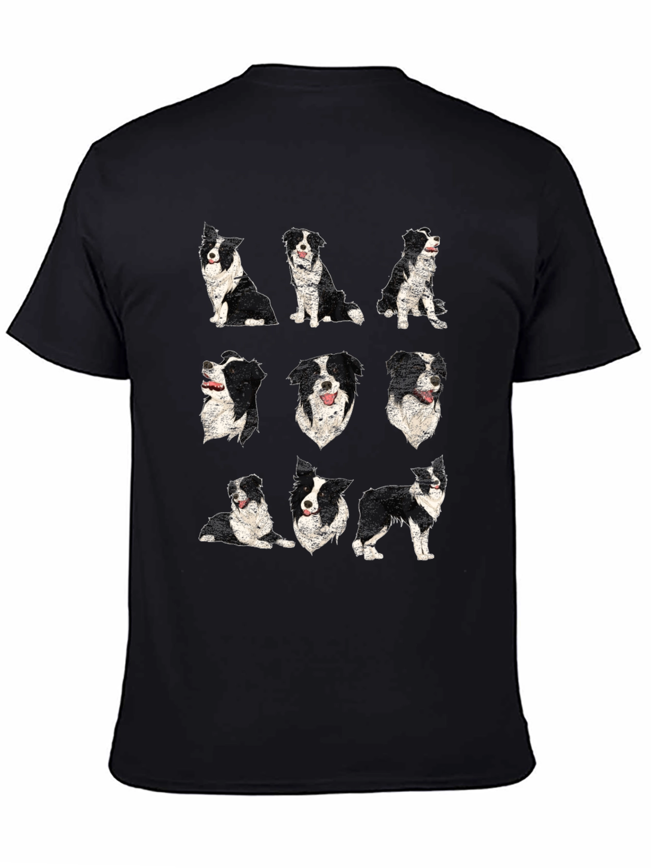 Camiseta Negra con Diseño de Border Collies