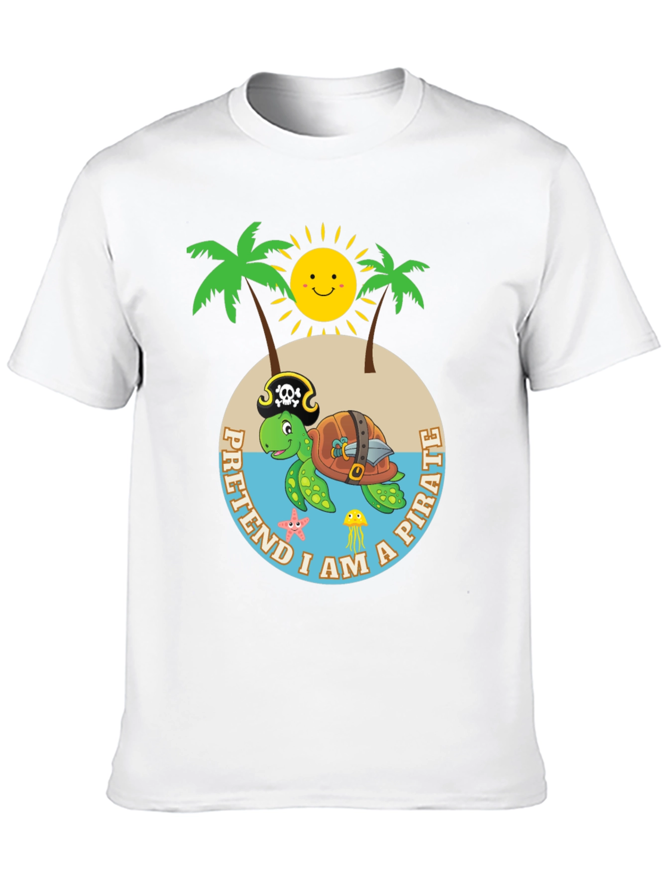 Camiseta Negra Pirata Tortuga Divertida