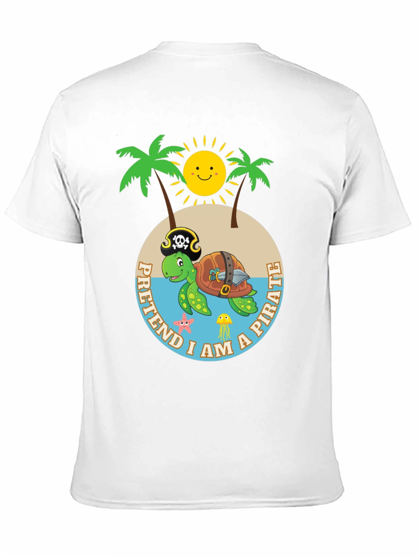 Camiseta Negra Pirata Tortuga Divertida