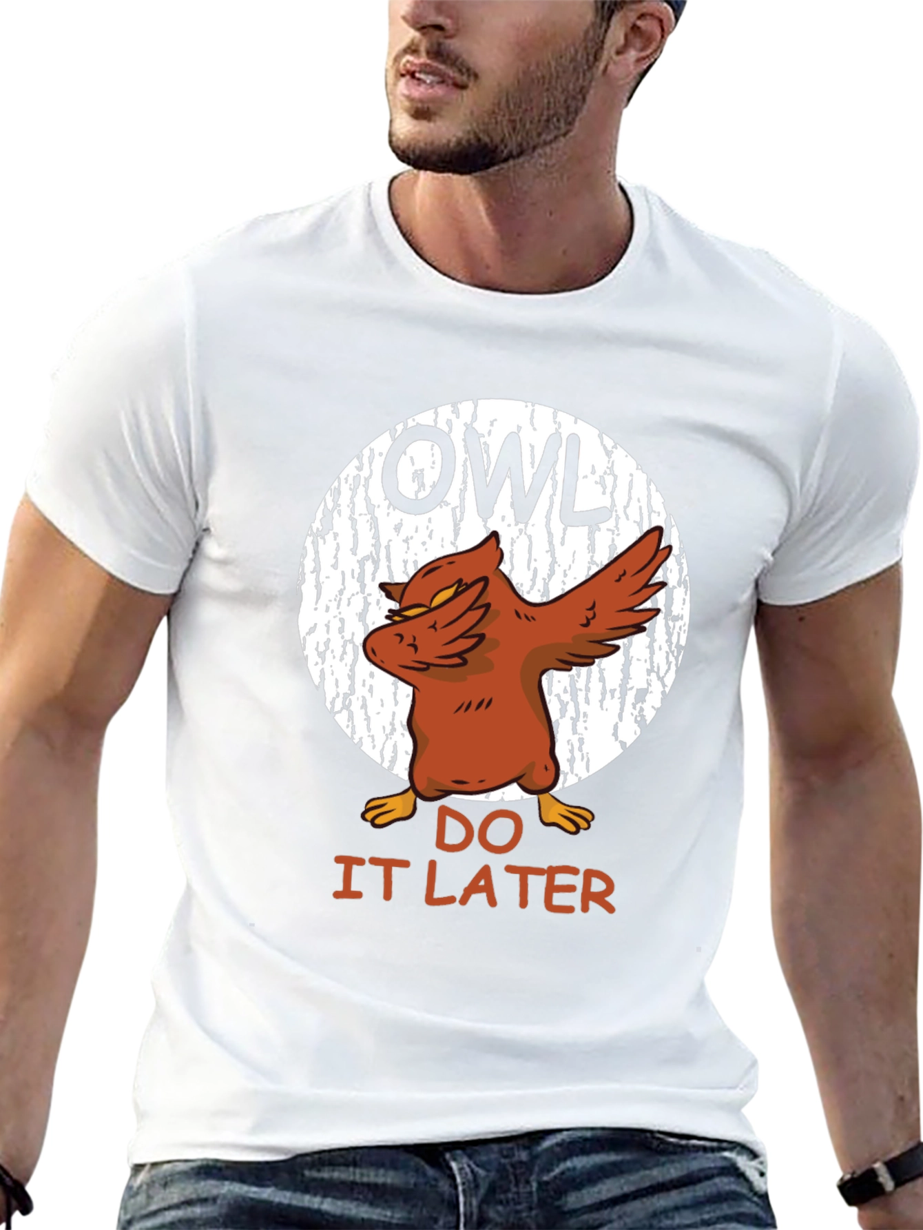 Camiseta Hombre Negra Diseño Búho Dabbing - Hazlo Luego