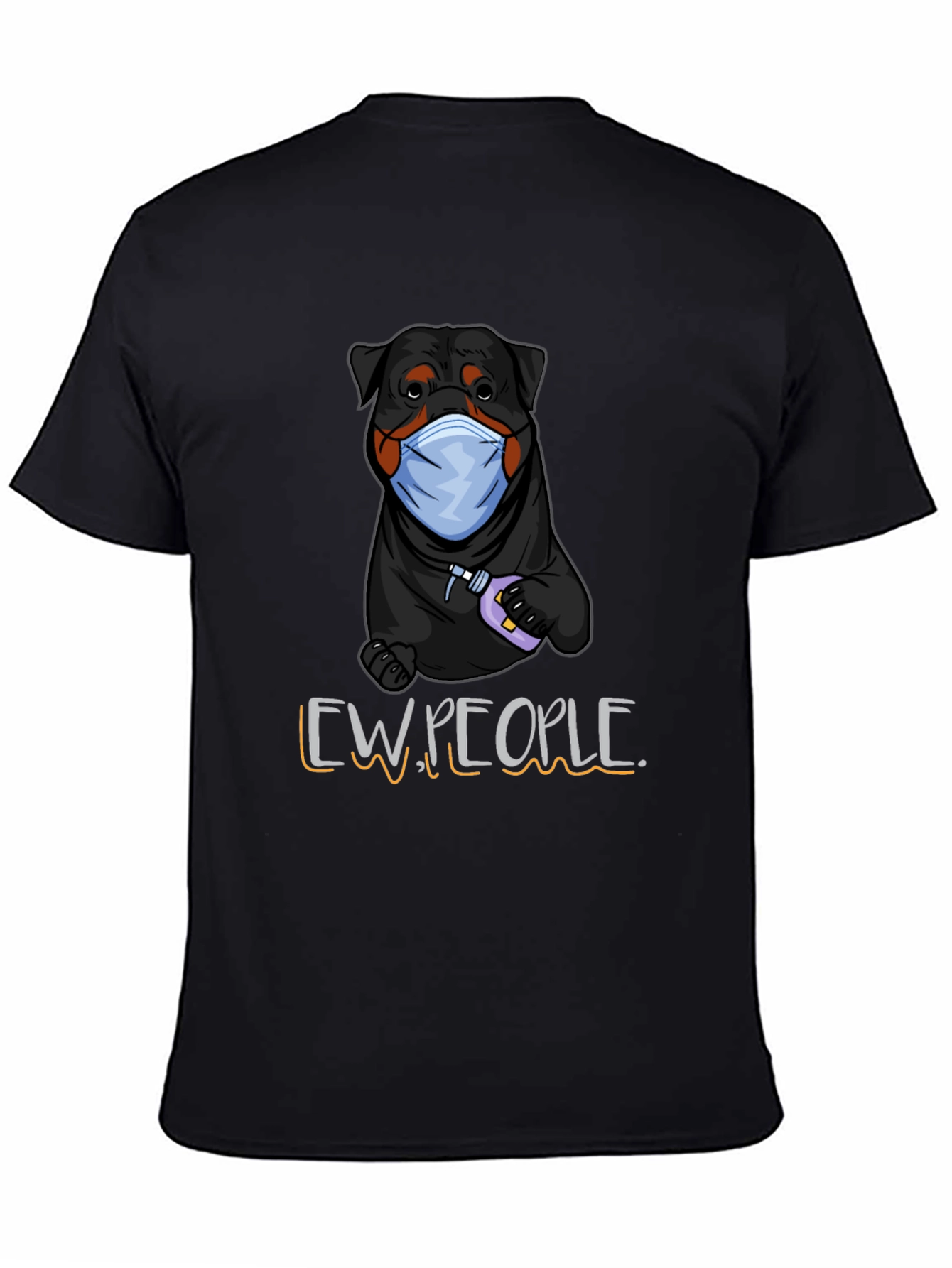 Camiseta Negra con Diseño de Rottweiler Higiénico