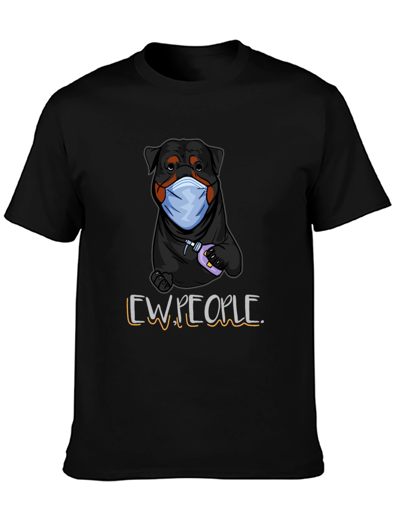 Camiseta Negra con Diseño de Rottweiler Higiénico