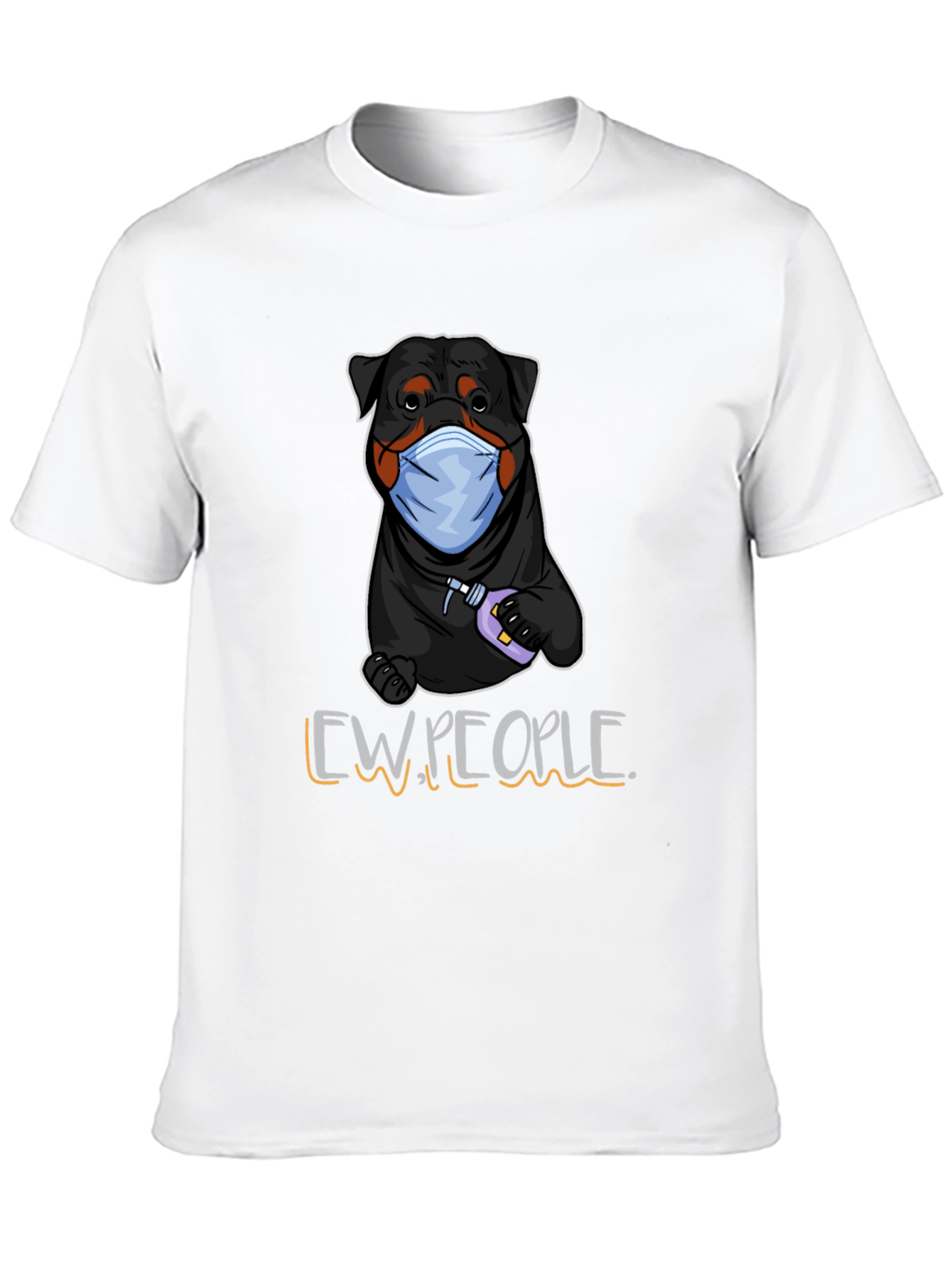 Camiseta Negra con Diseño de Rottweiler Higiénico