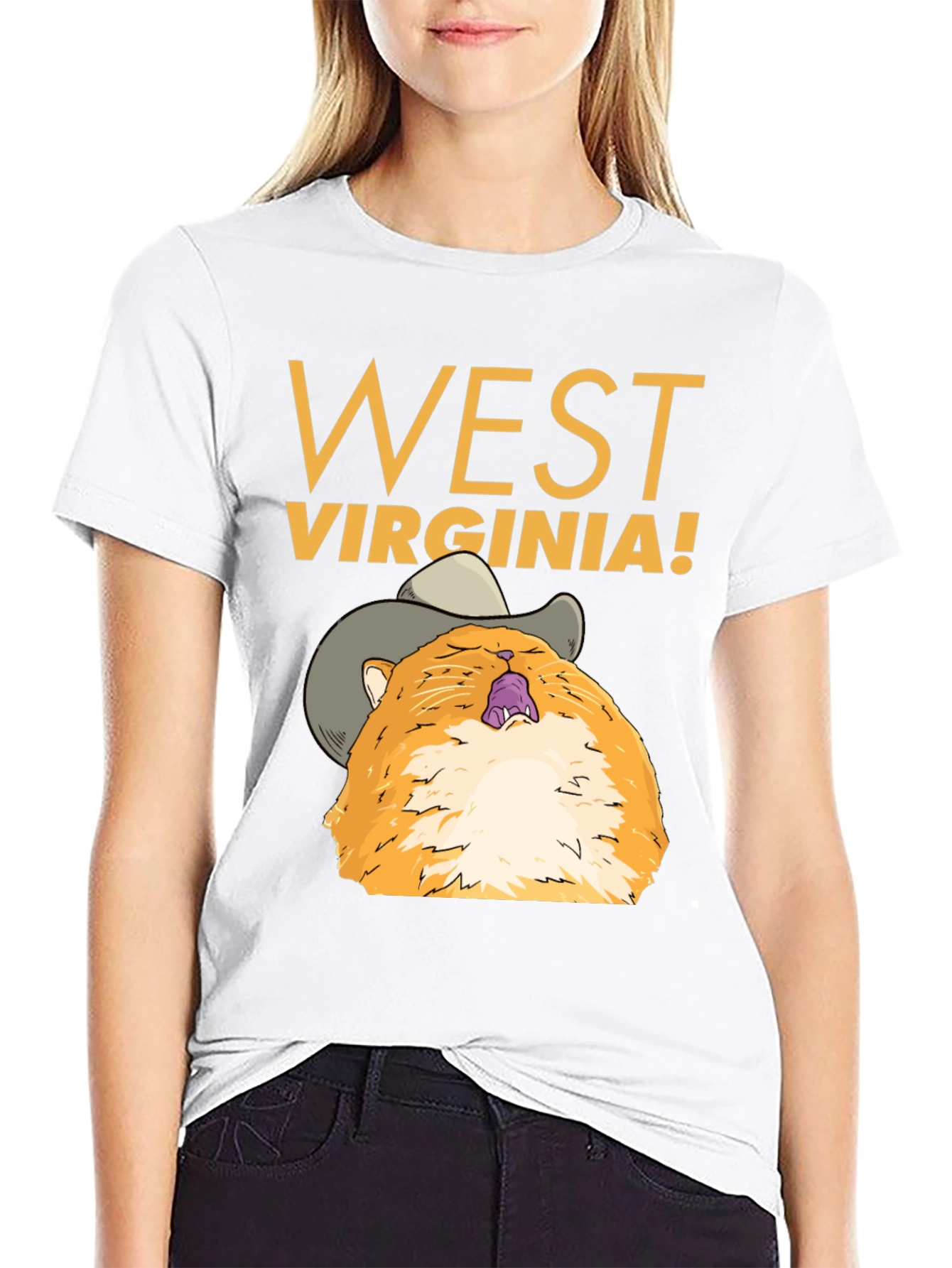 Camiseta West Virginia con Gato Vaquero