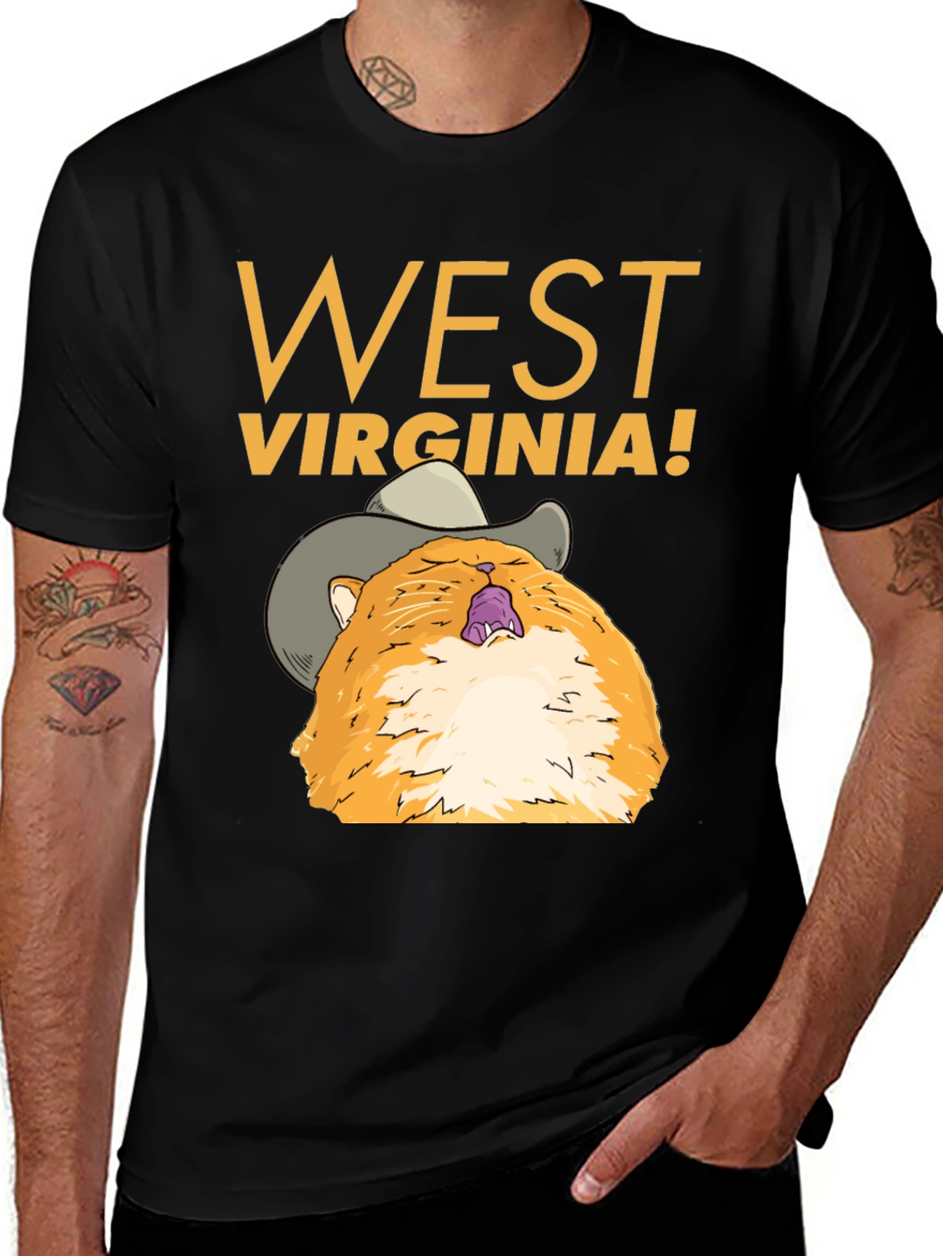 Camiseta West Virginia con Gato Vaquero