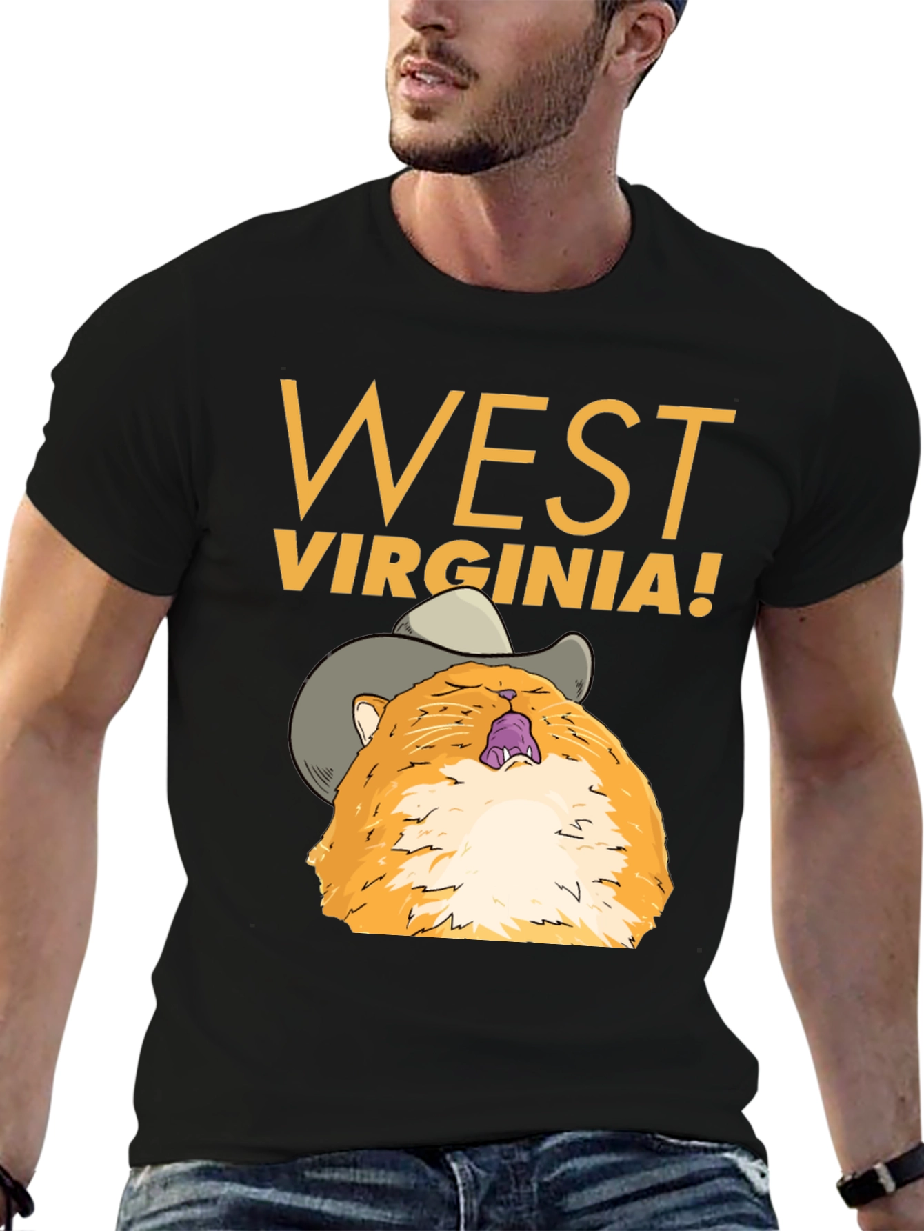 Camiseta West Virginia con Gato Vaquero