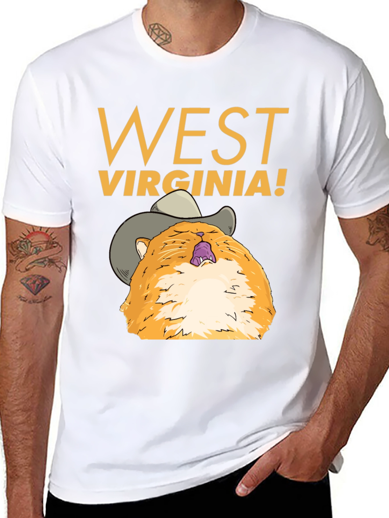 Camiseta West Virginia con Gato Vaquero