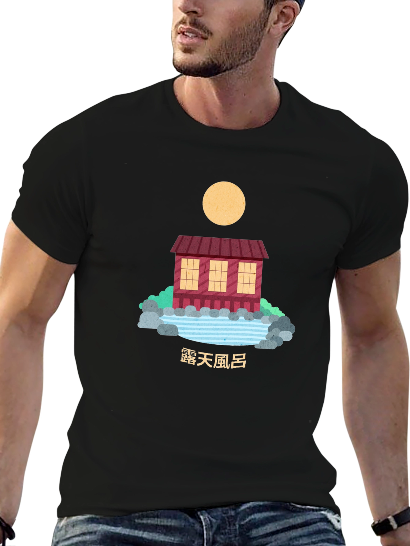 Camiseta Negra con Diseño Japonés