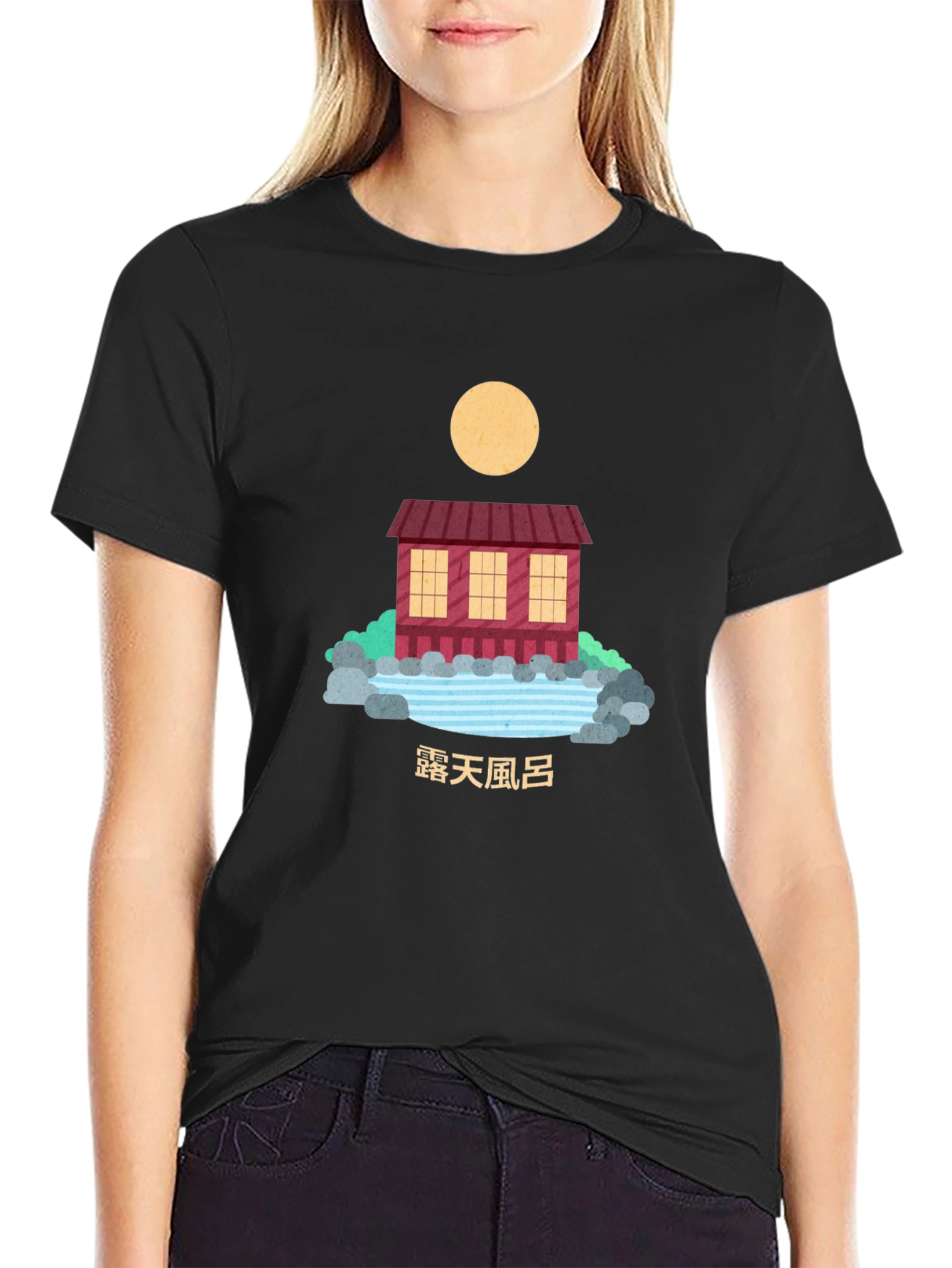 Camiseta Negra con Diseño Japonés