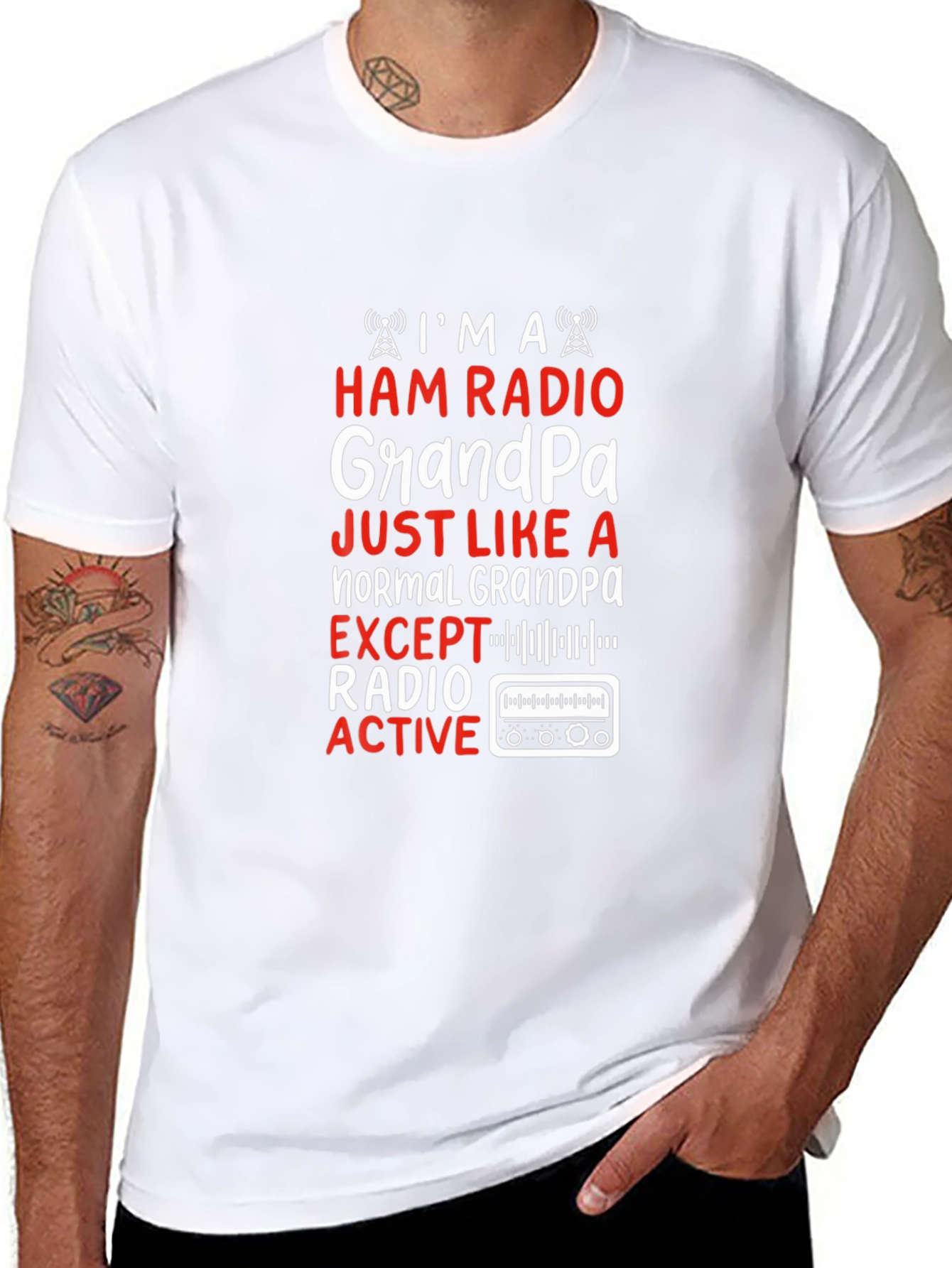 Camiseta Negra Ham Radio Grandpa