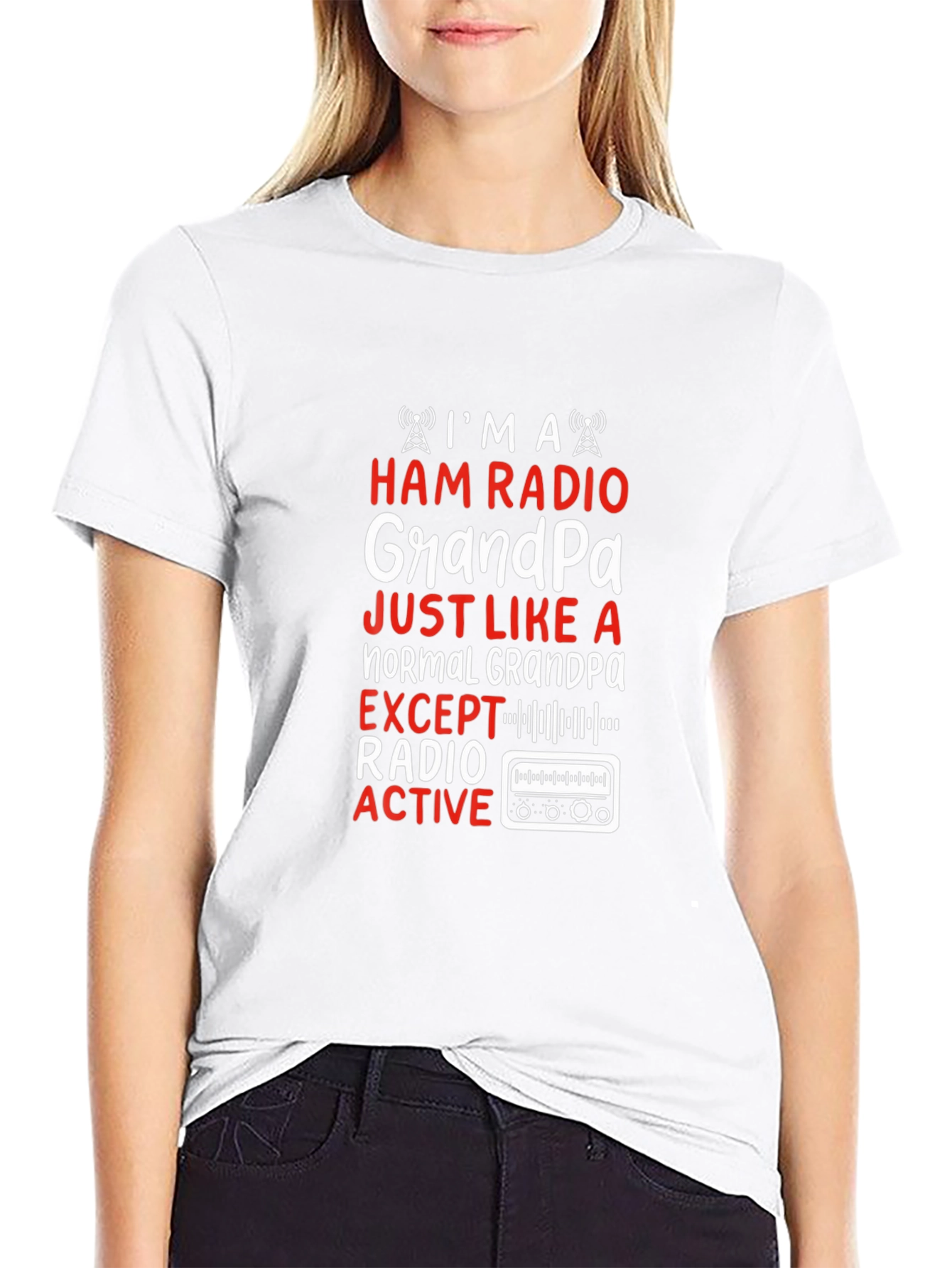 Camiseta Negra Ham Radio Grandpa