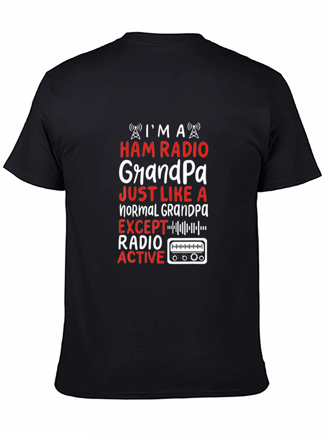 Camiseta Negra Ham Radio Grandpa