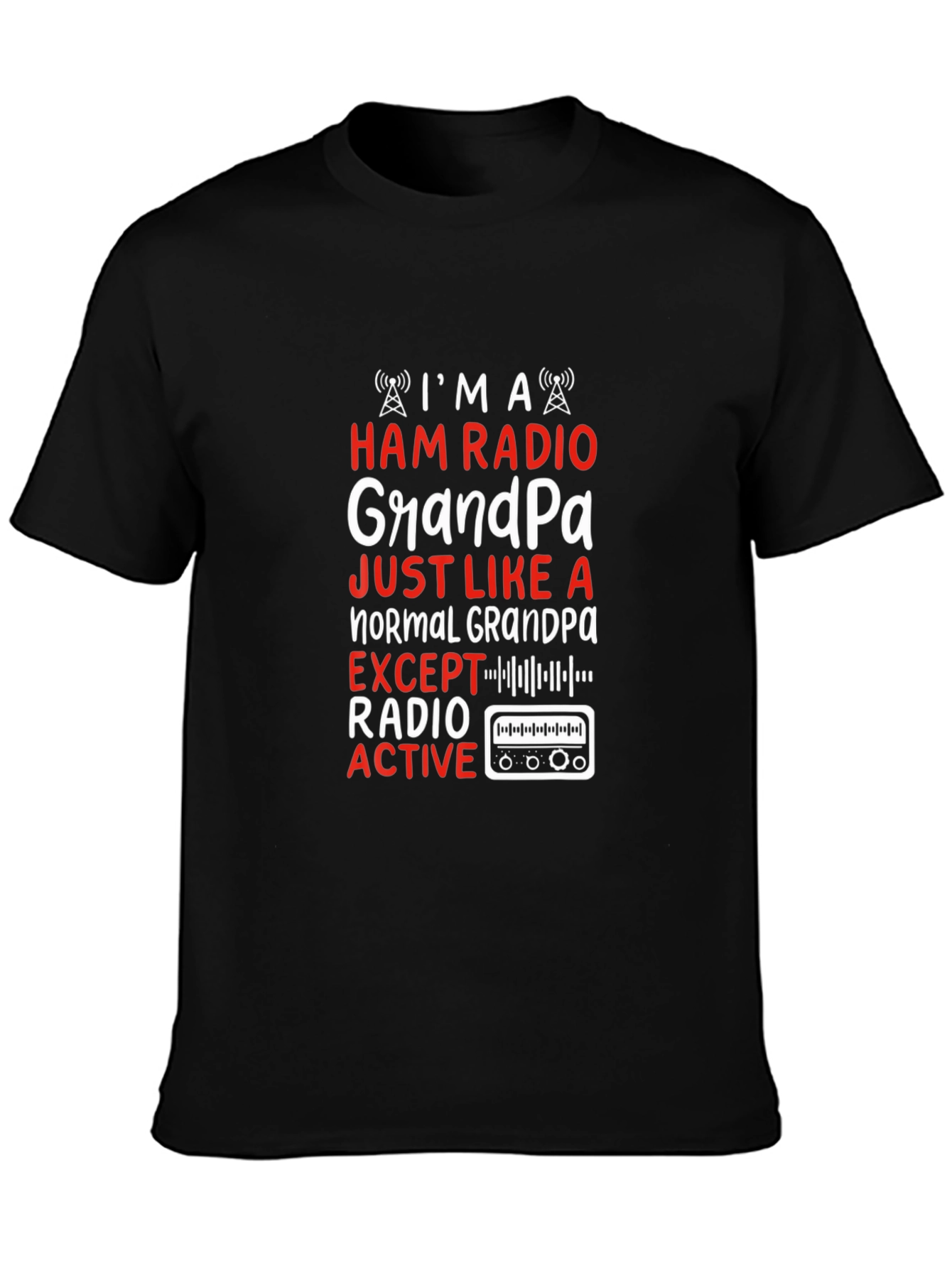 Camiseta Negra Ham Radio Grandpa